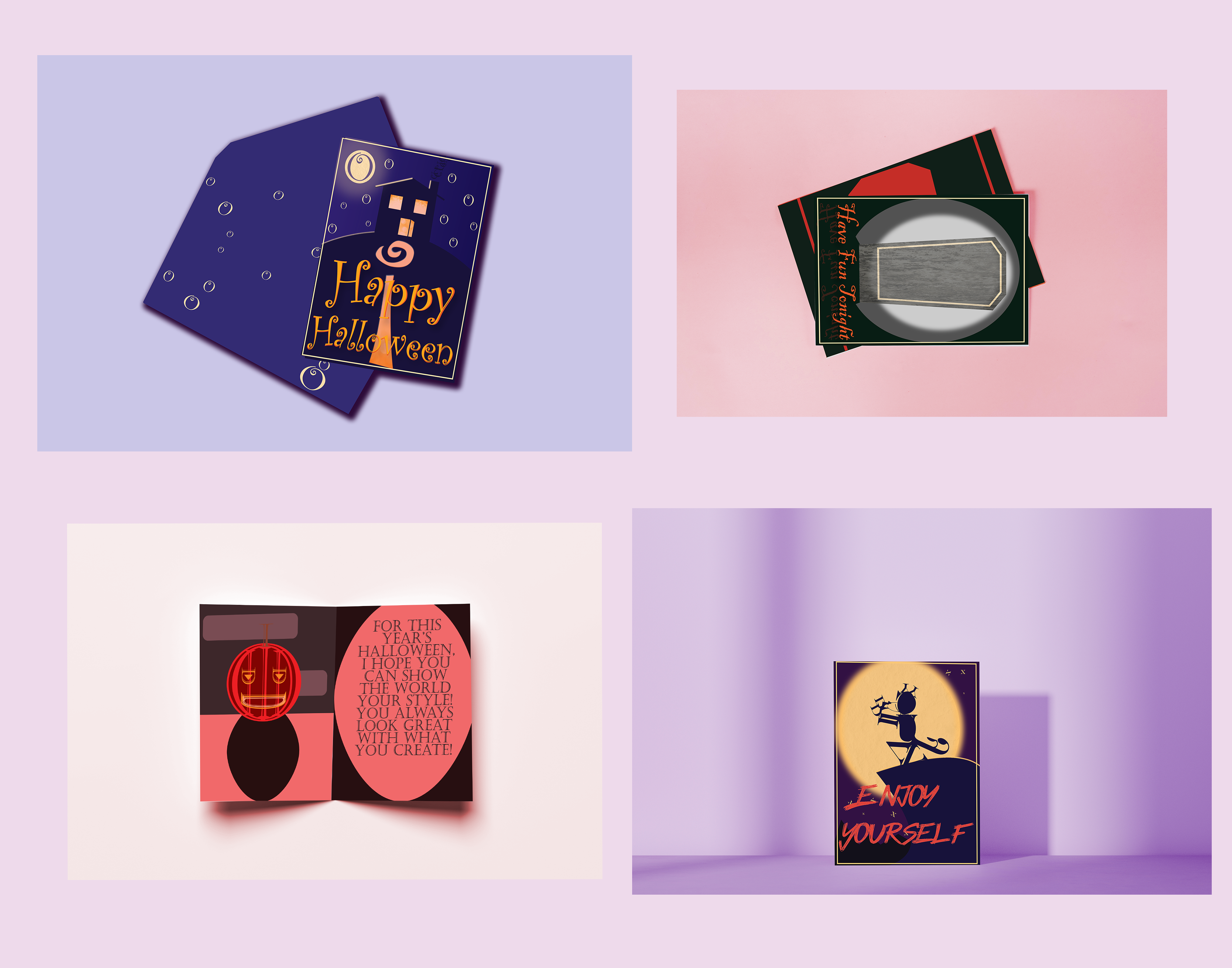 Halloween Greeting Cards Mockup, Fall 2025