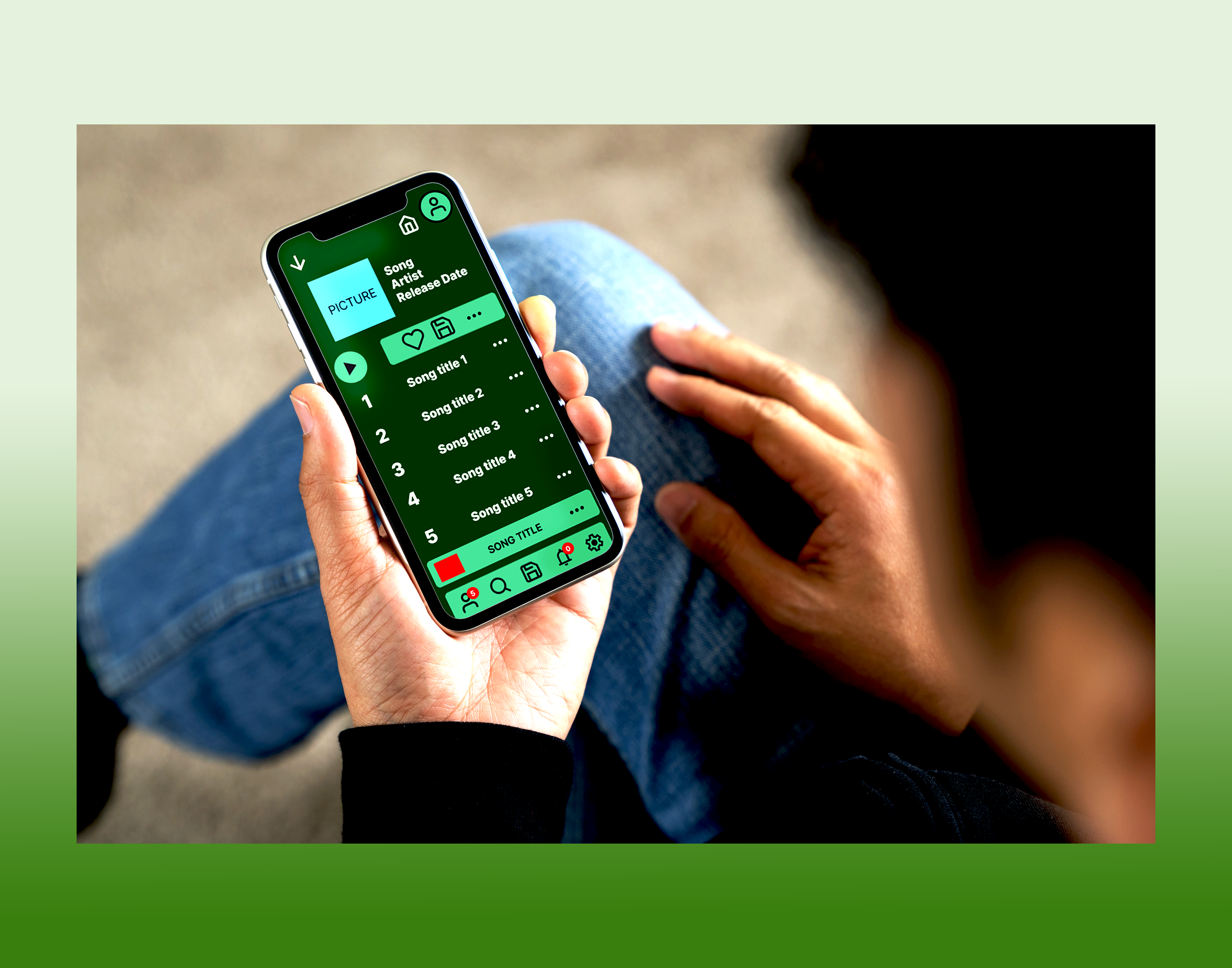 "AudioJungle" Phone Mockup
