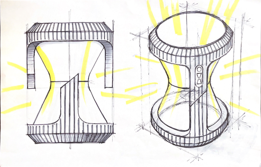Front-twisted view and perspective