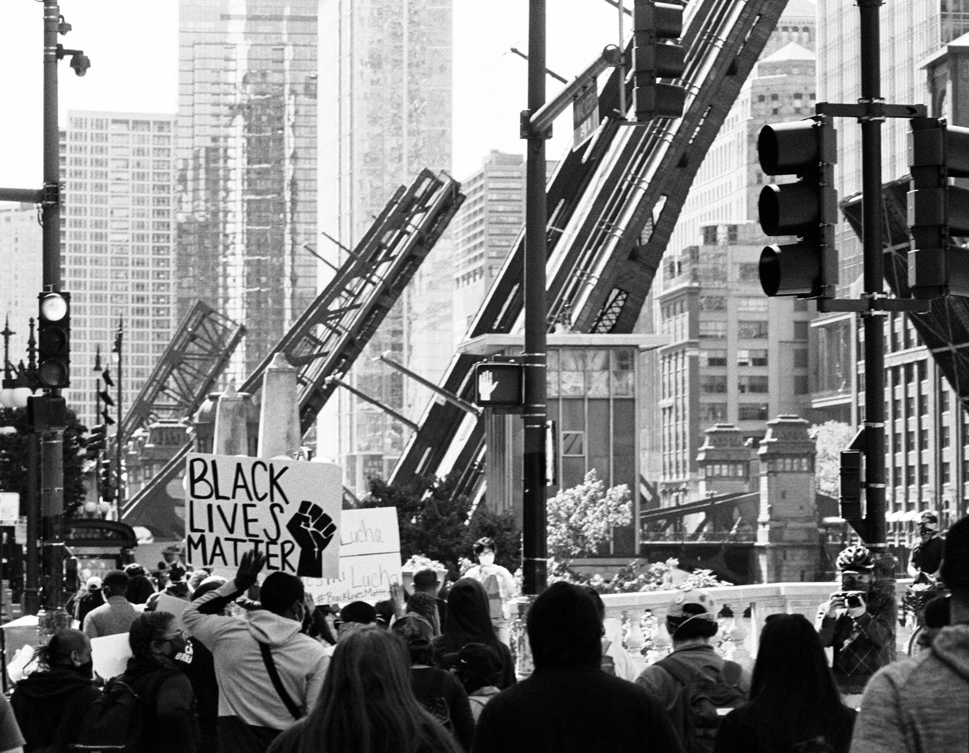 Bridges are raised in order to shut down downtown Chicago