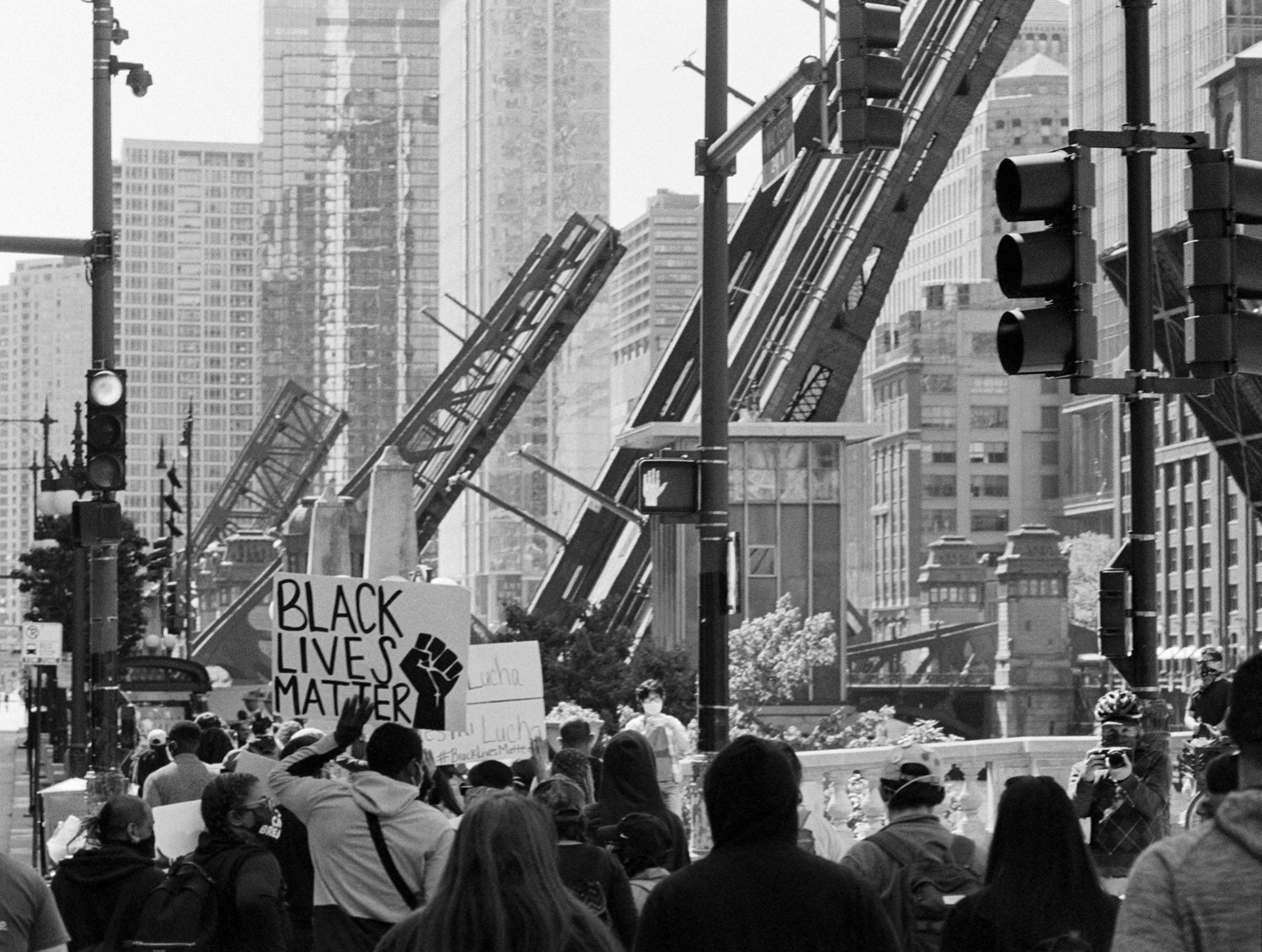Bridges are raised in order to shut down downtown Chicago