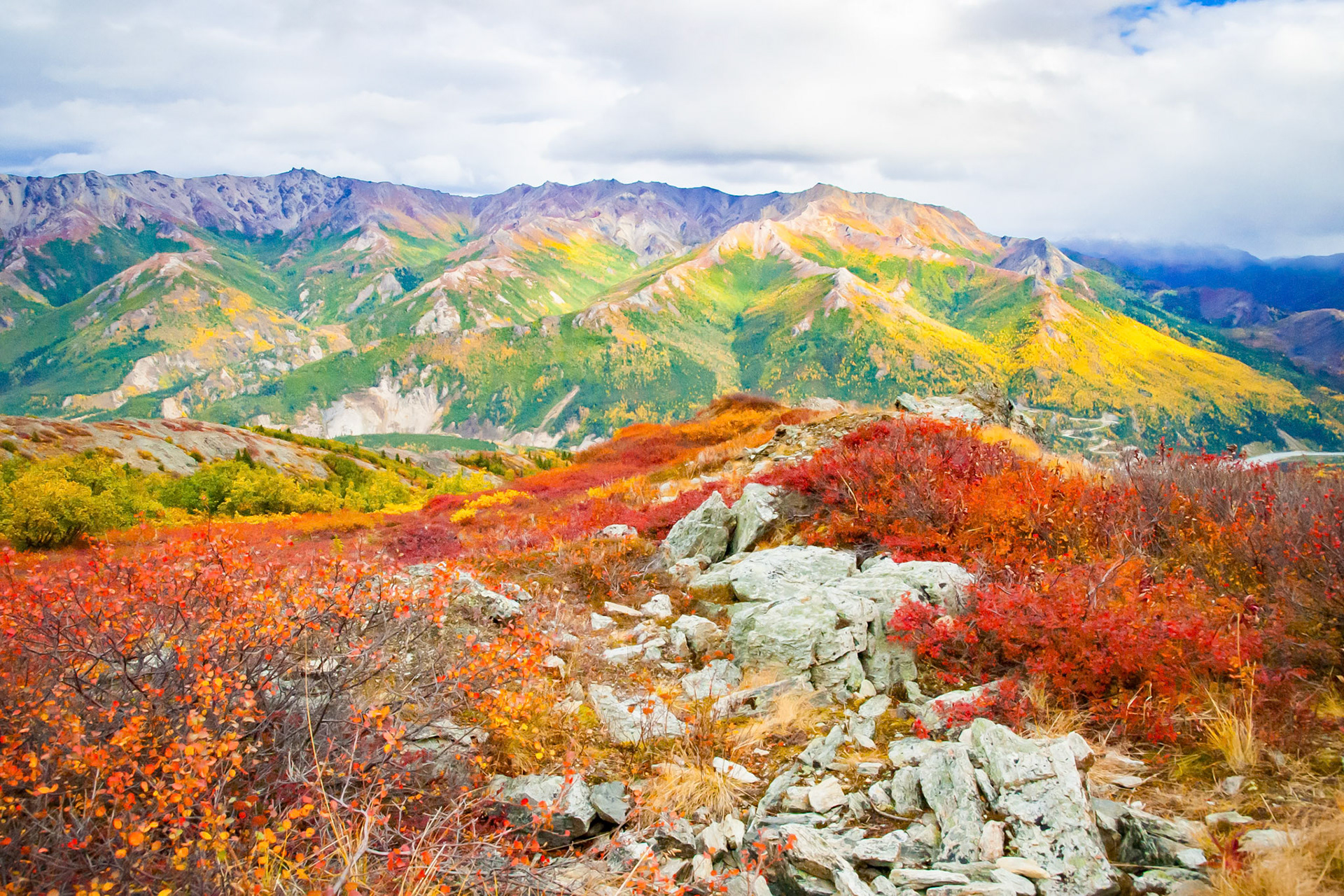 A view from the top of Mount Healy shows all of the colors of fall.