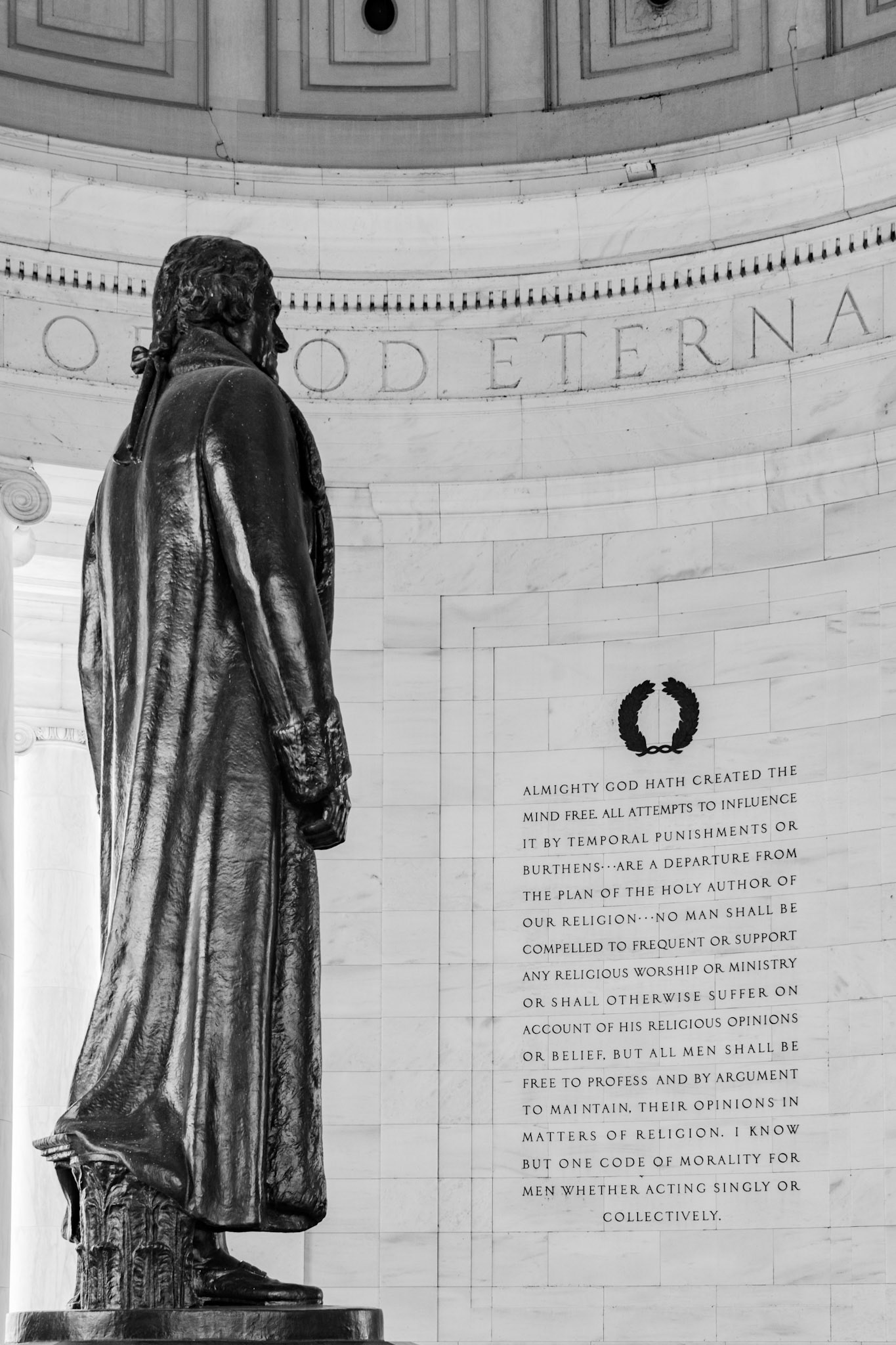 Thomas Jefferson Memorial and the quote from Virginia Statute on Religious Freedom