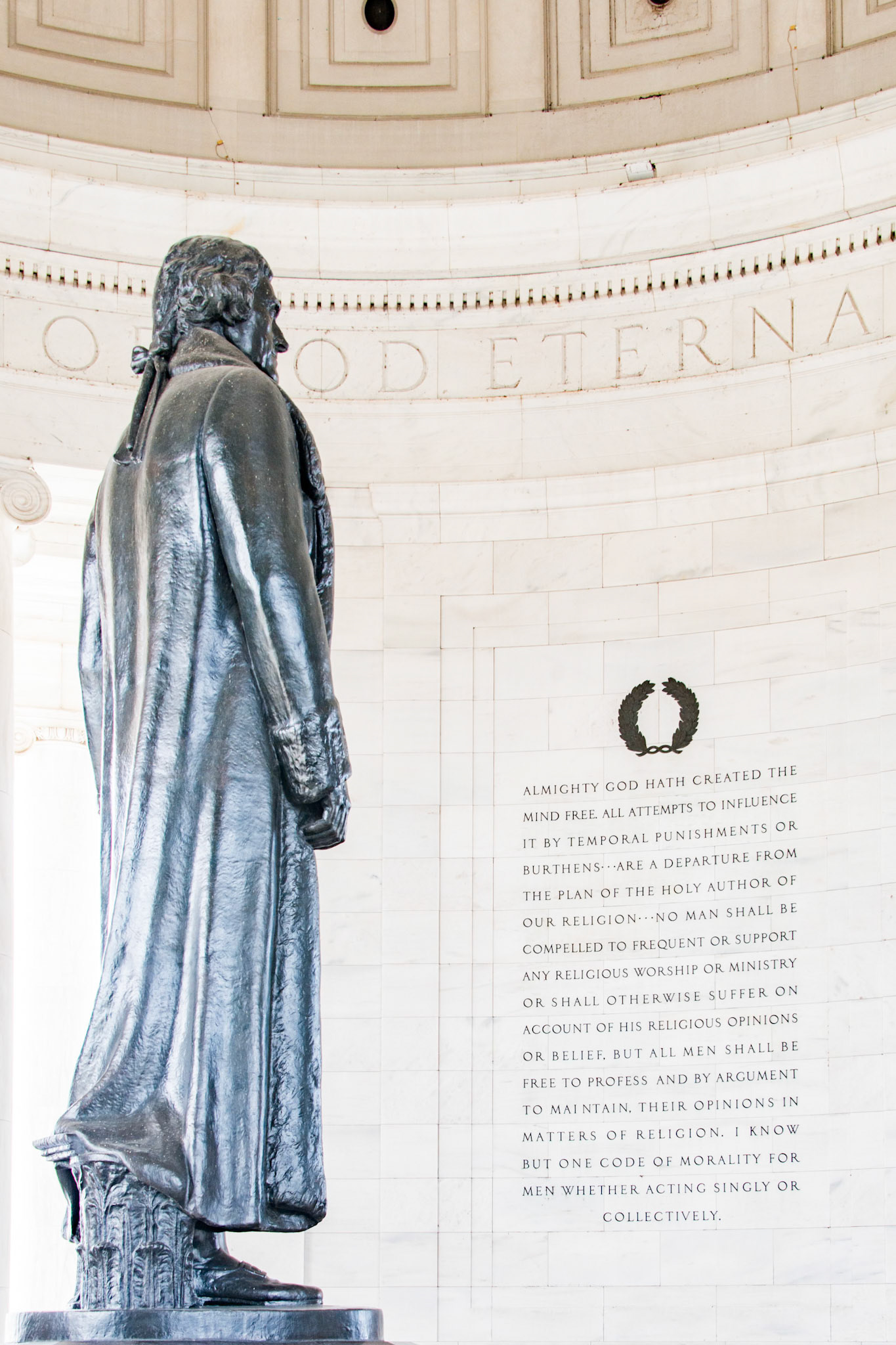 Thomas Jefferson Memorial and the quote from Virginia Statute on Religious Freedom