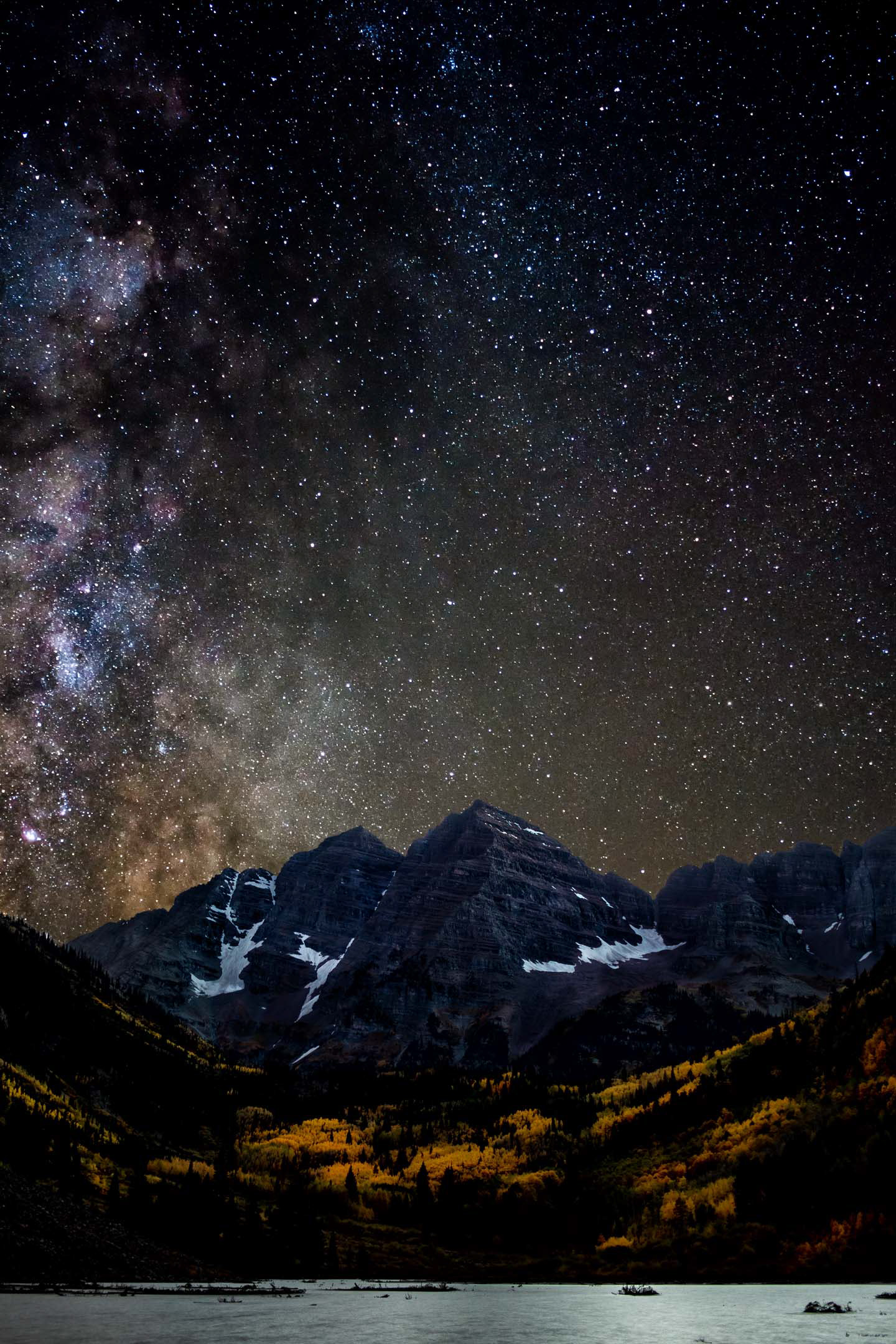 Milky Way over Maroon Bells, CO
