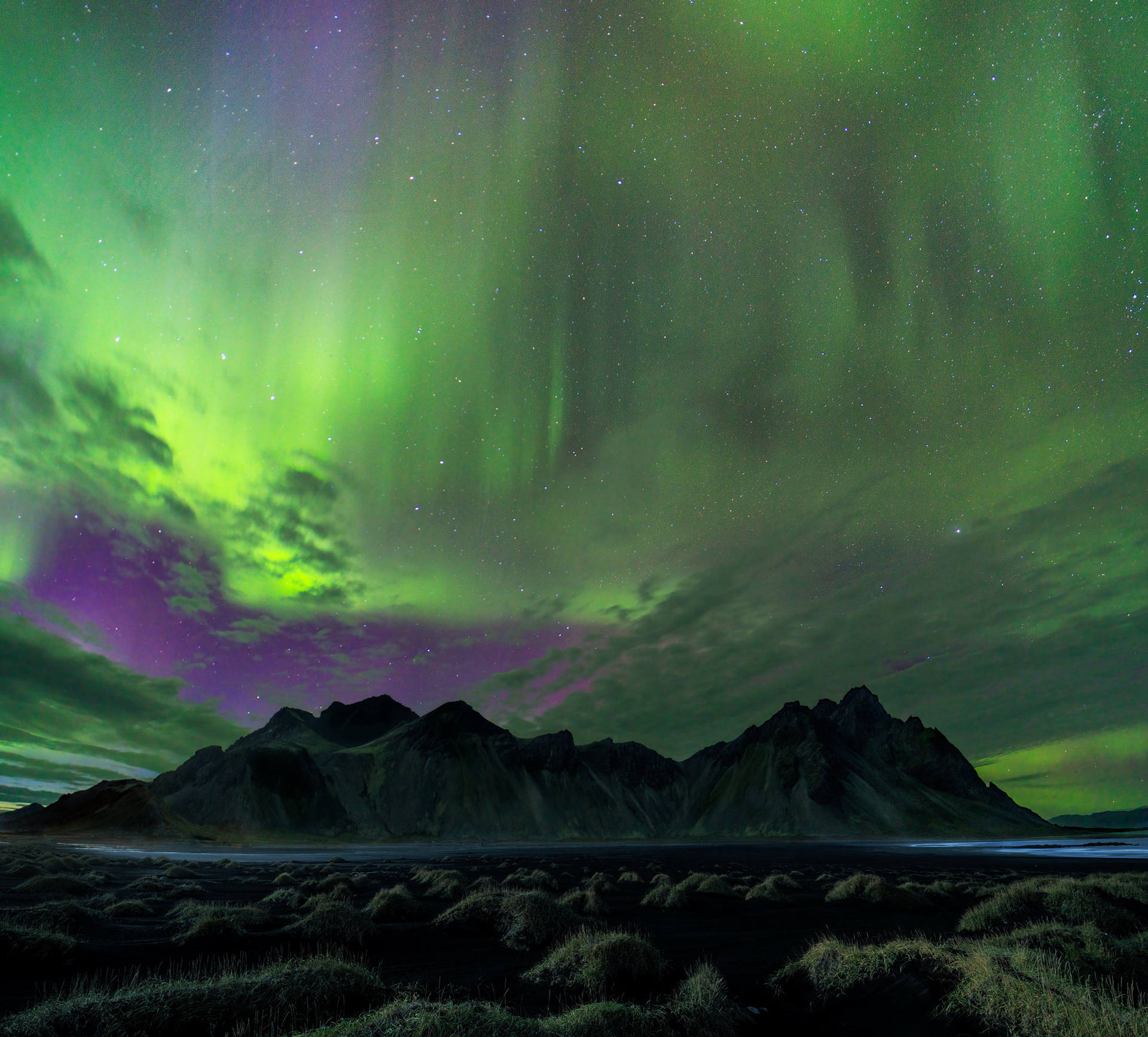 Aurora Borealis  over Stokksnes, Iceland
