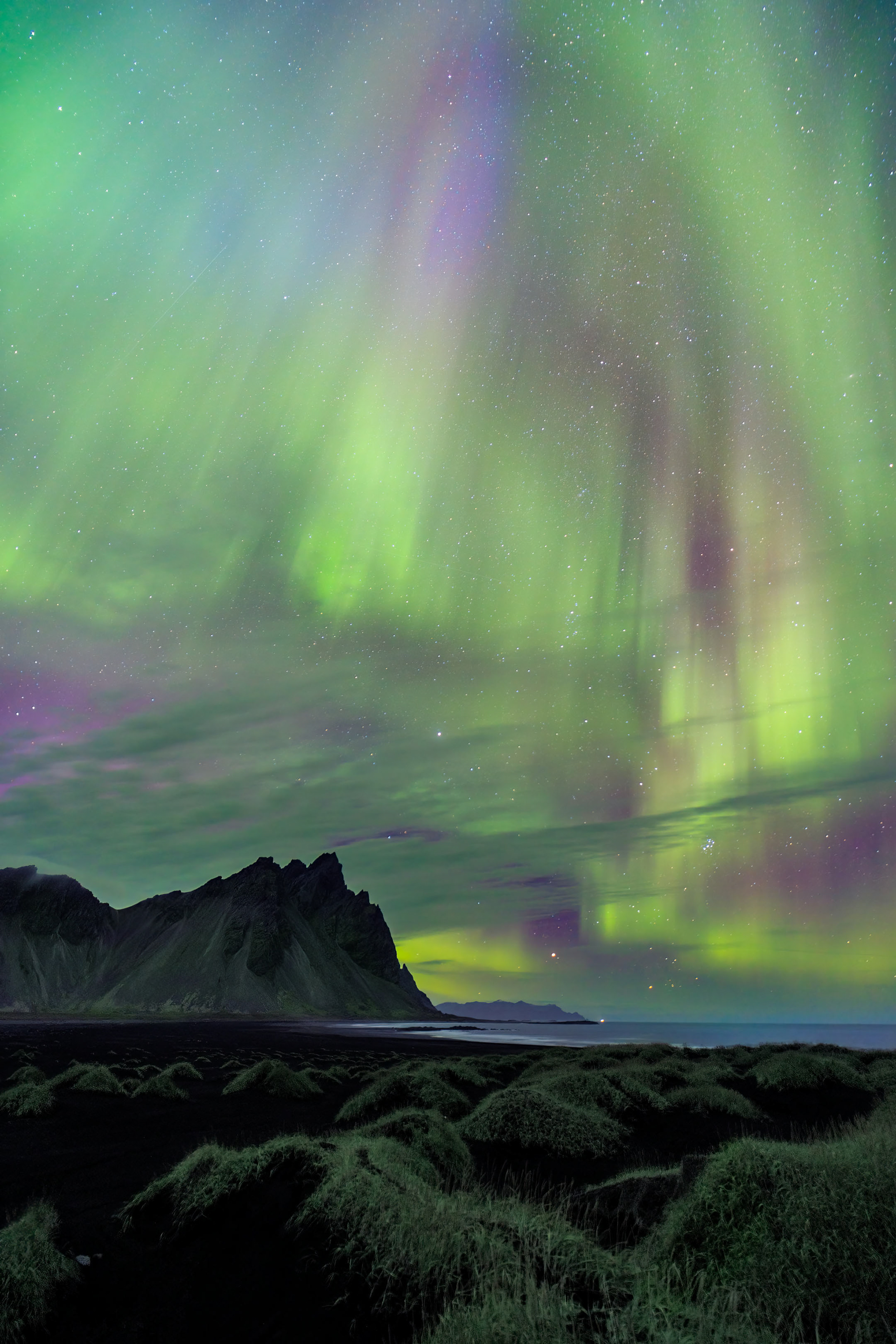 Aurora Borealis  over Stokksnes, Iceland