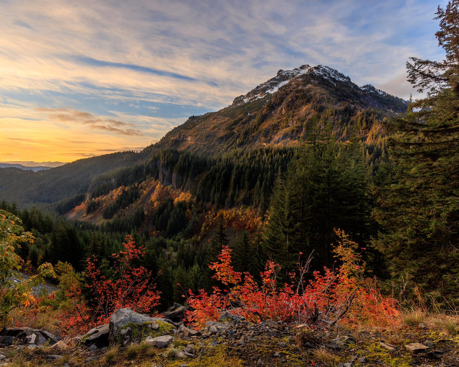 Mt. Stevens at sunrise, Mount Rainier National Park