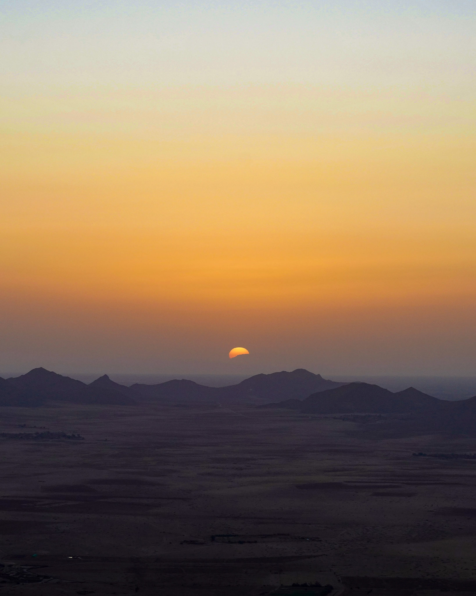 Sunrise over the Moroccan vast desert from a hot air balloon