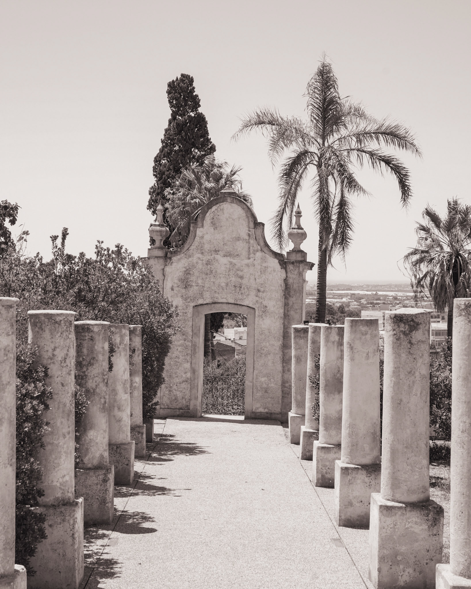 Portugese Pousada du Estoi in Portugal. Summer in black and white