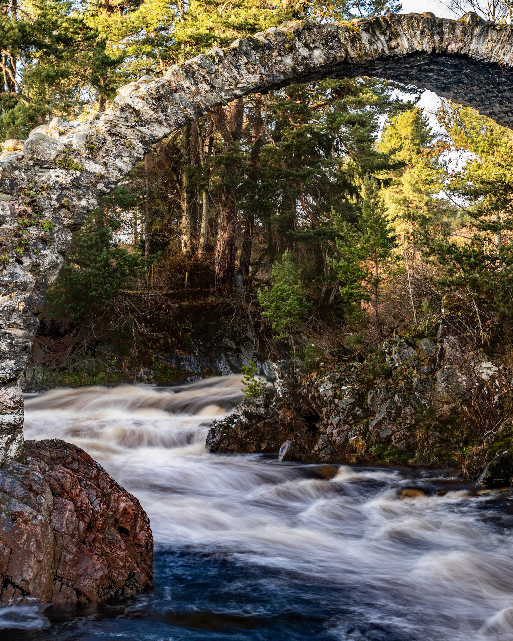 Carrbridge, with fast flowing water, Scotland
