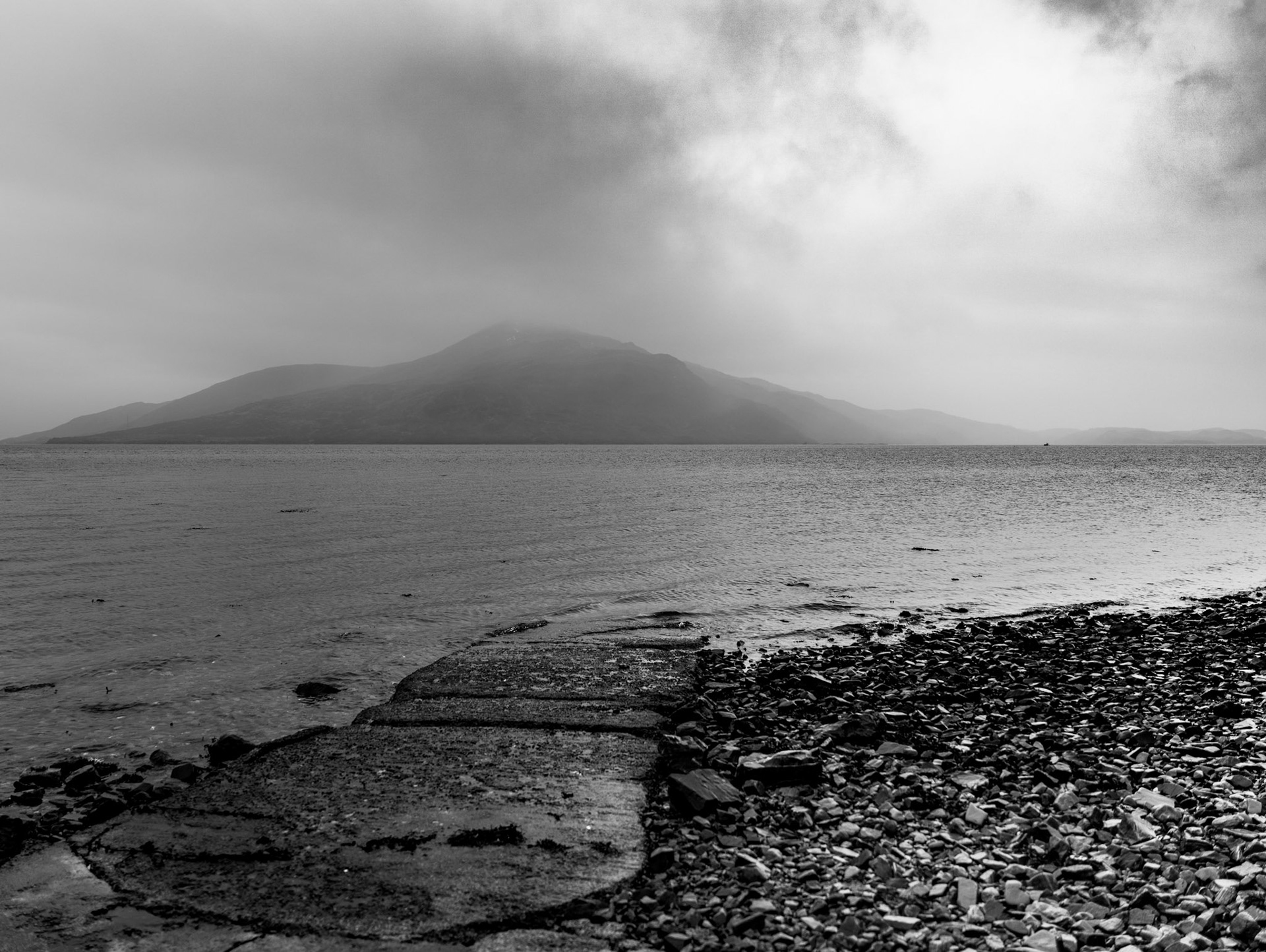 Looking to the Isle of Skye from the Scottish Mainland during stormy weather
