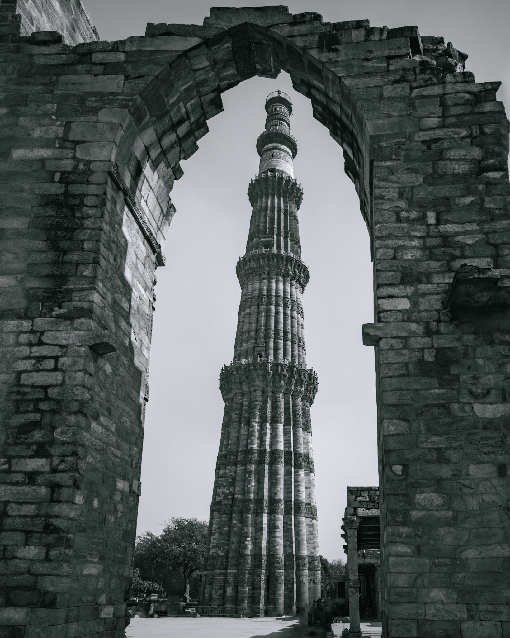 The Qutub Minar in Delhi, India, Black and White