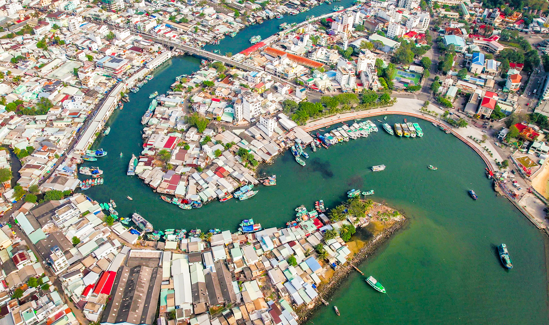Phu Quoc's Vibrant Tapestry, Vietnam, from above.