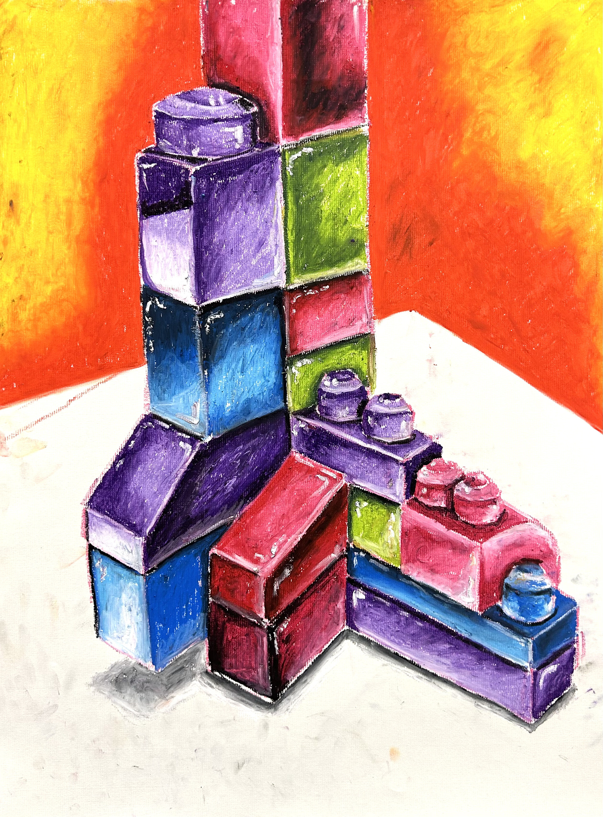 Oil Pastel - Building Blocks