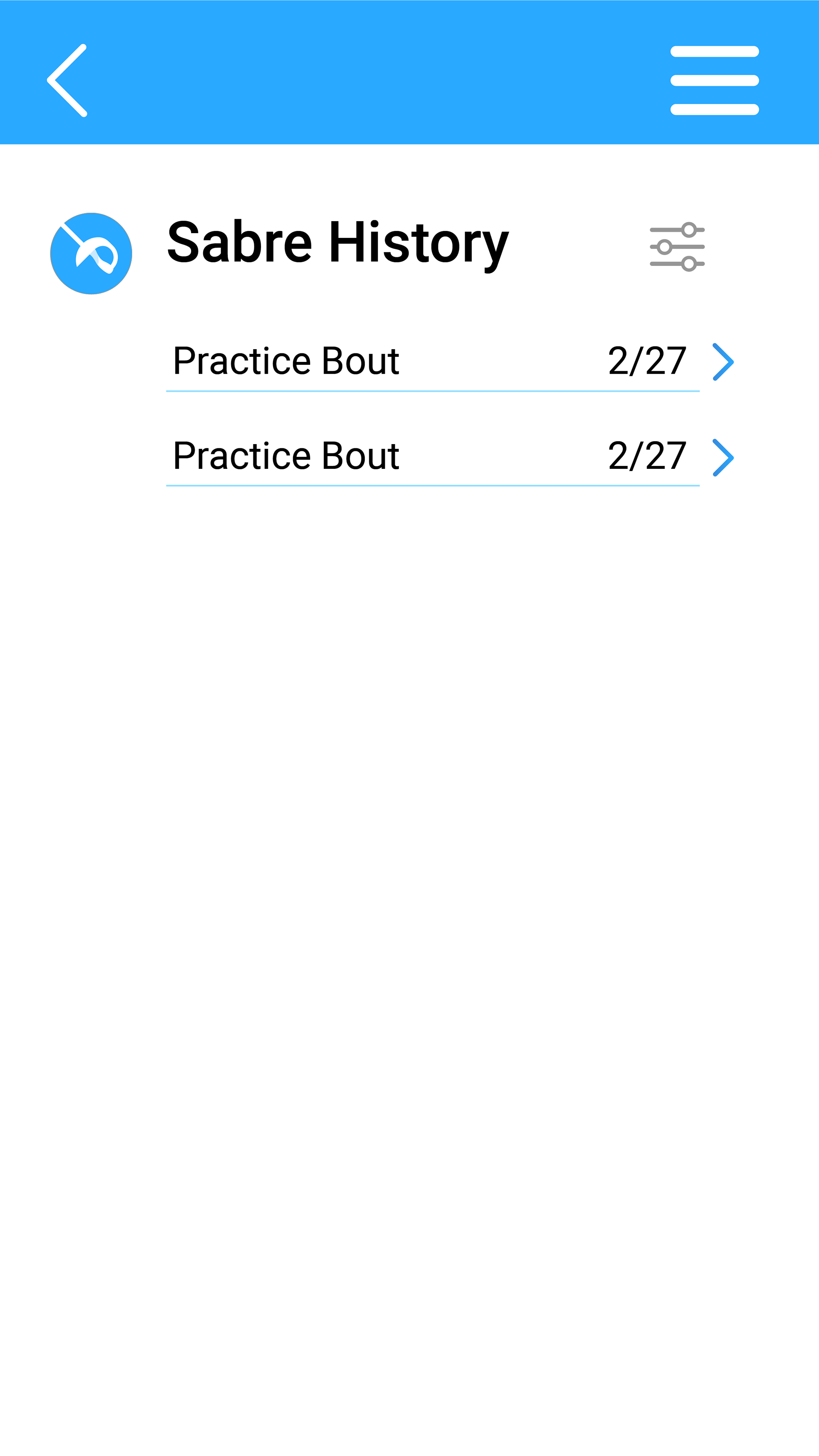 Player's Sabre Match History
