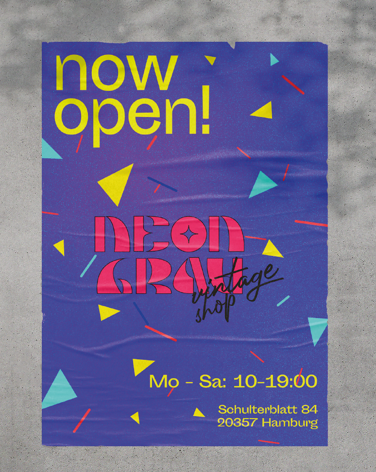 The font on a poster for the shop