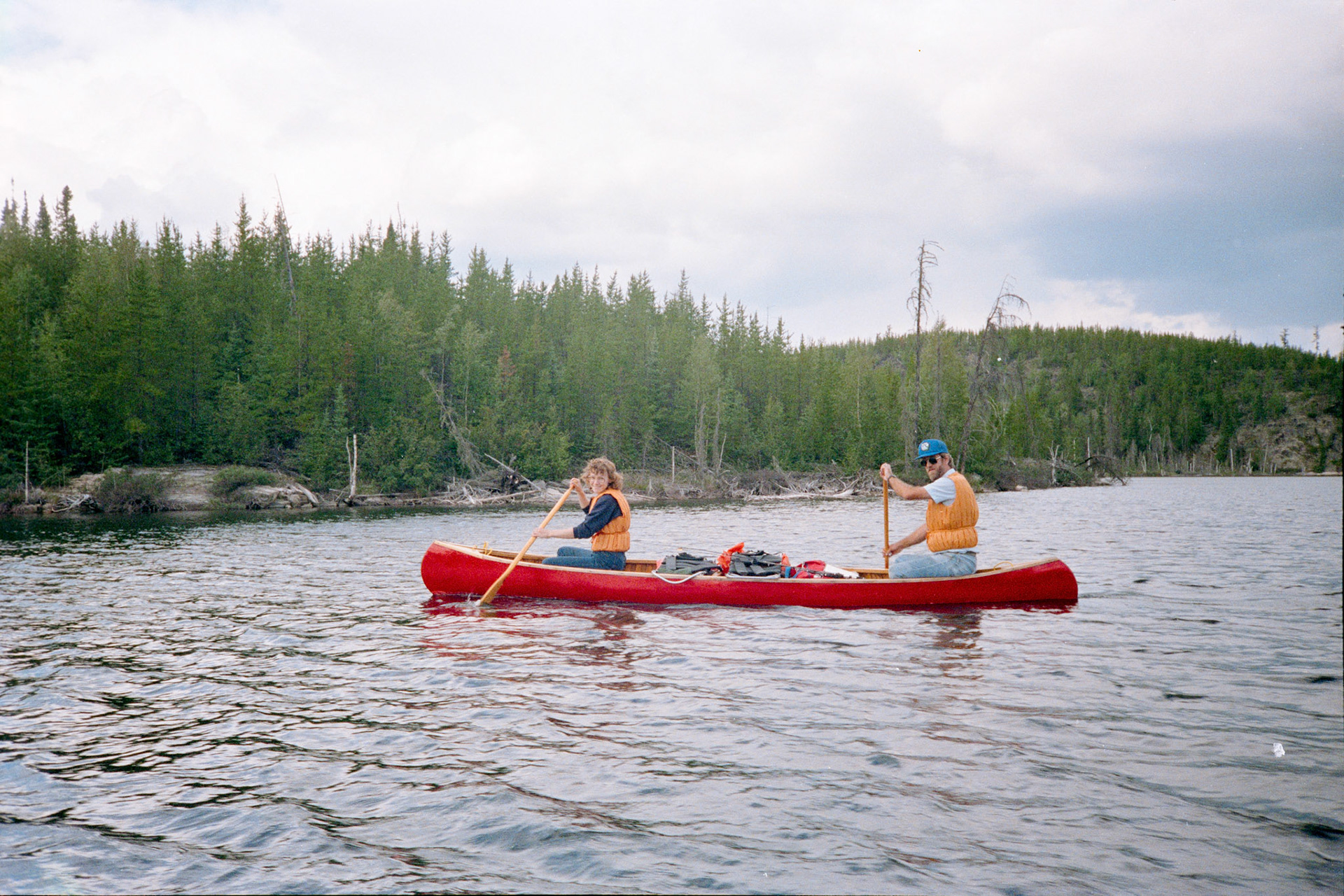 Retaining wall, Sask canoeing // July-Aug /87