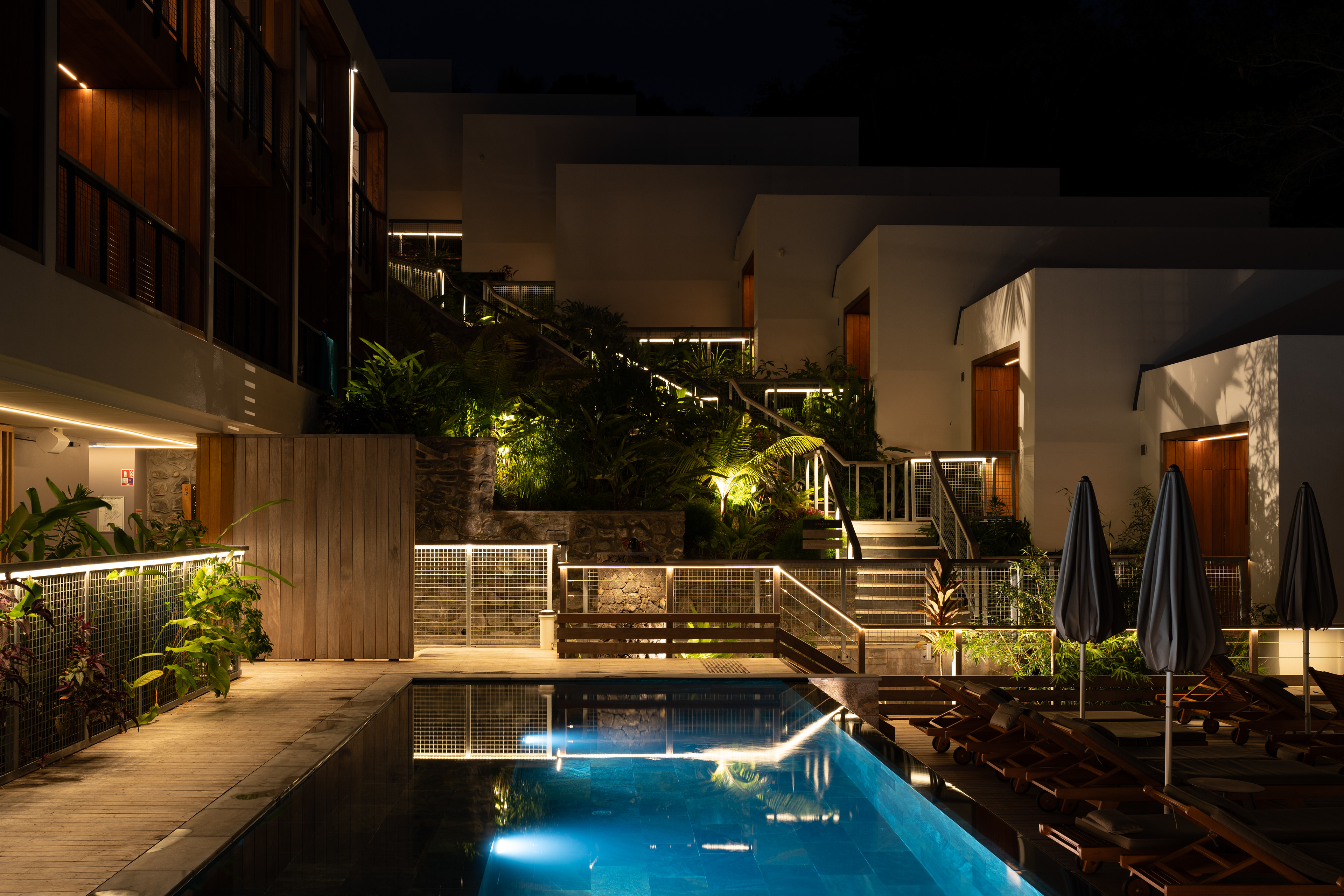 Photographie architecture tropicale réunion 974 Lotek Papangue hotel spa tourisme