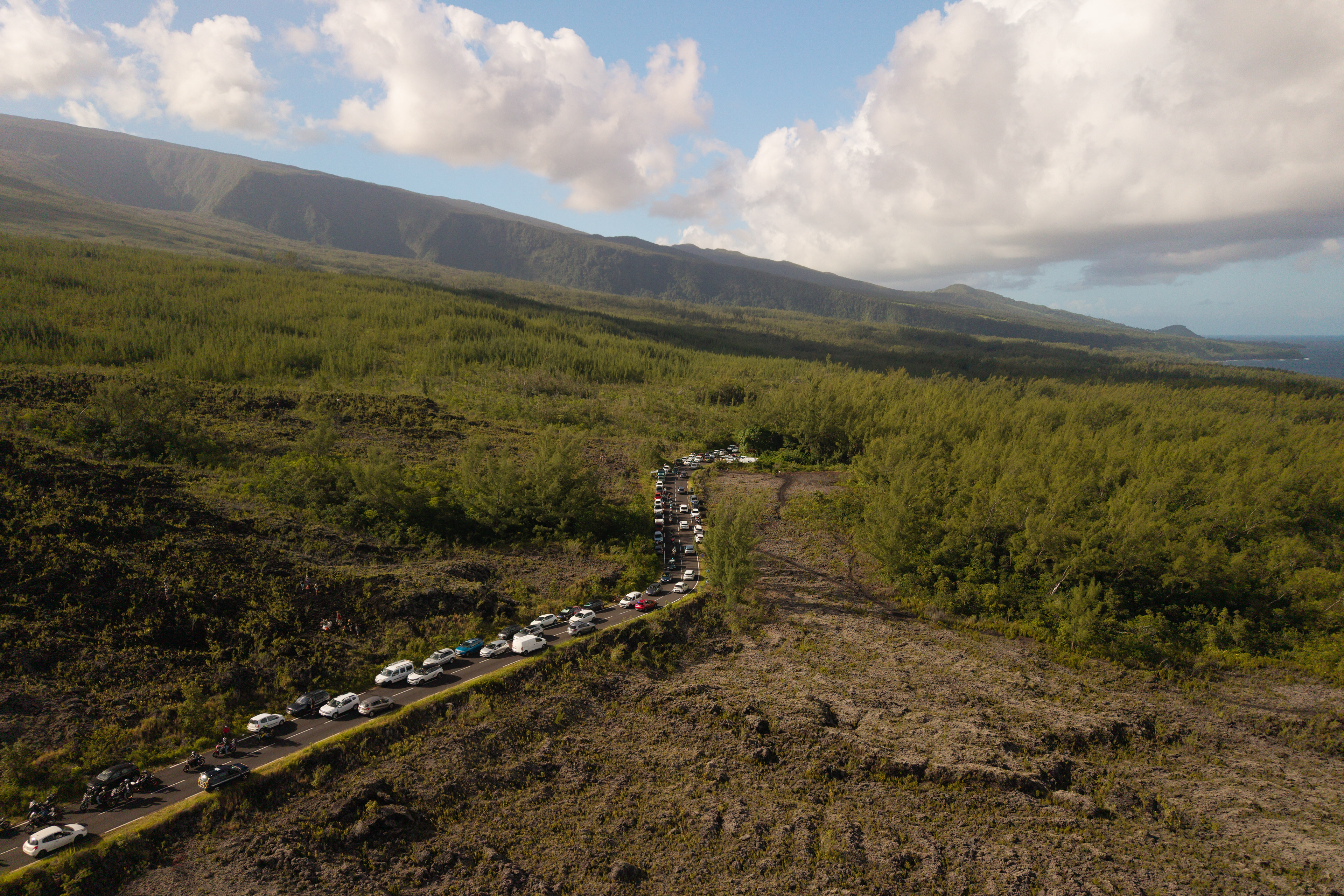 Route Nationale 2 route des laves eruption reunion