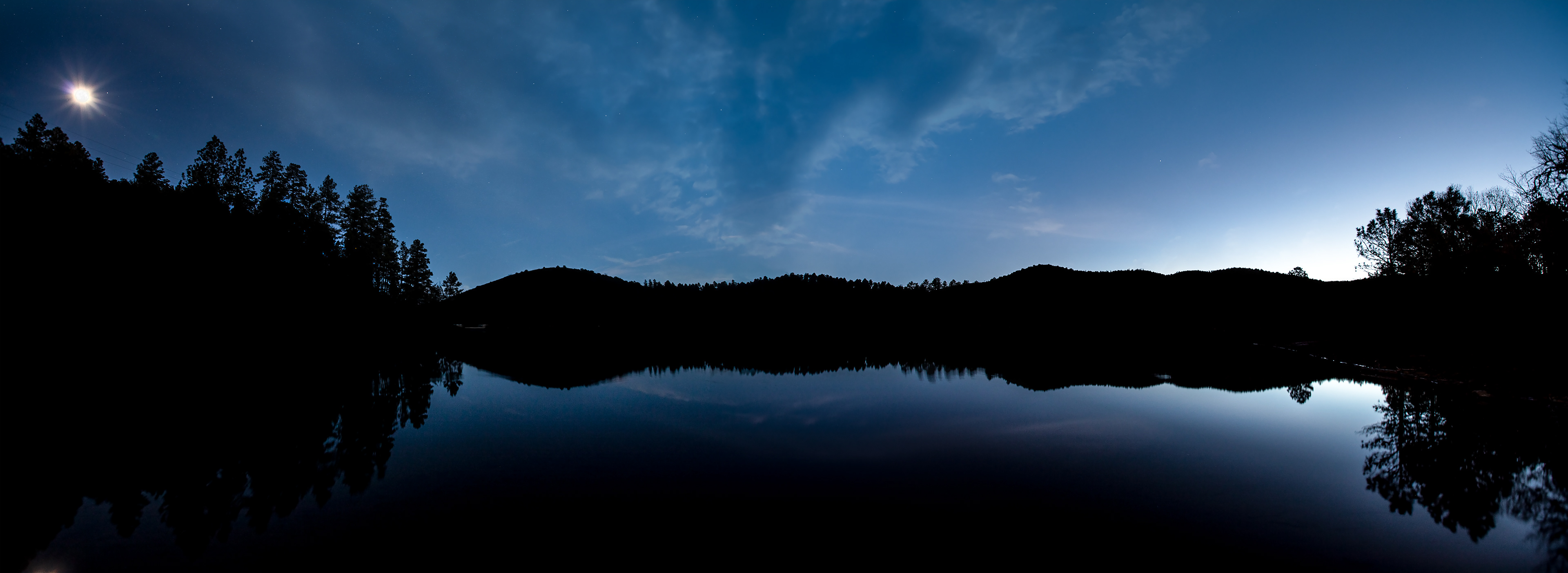 Prescott, AZ Full Moon at Sunrise Panoramic