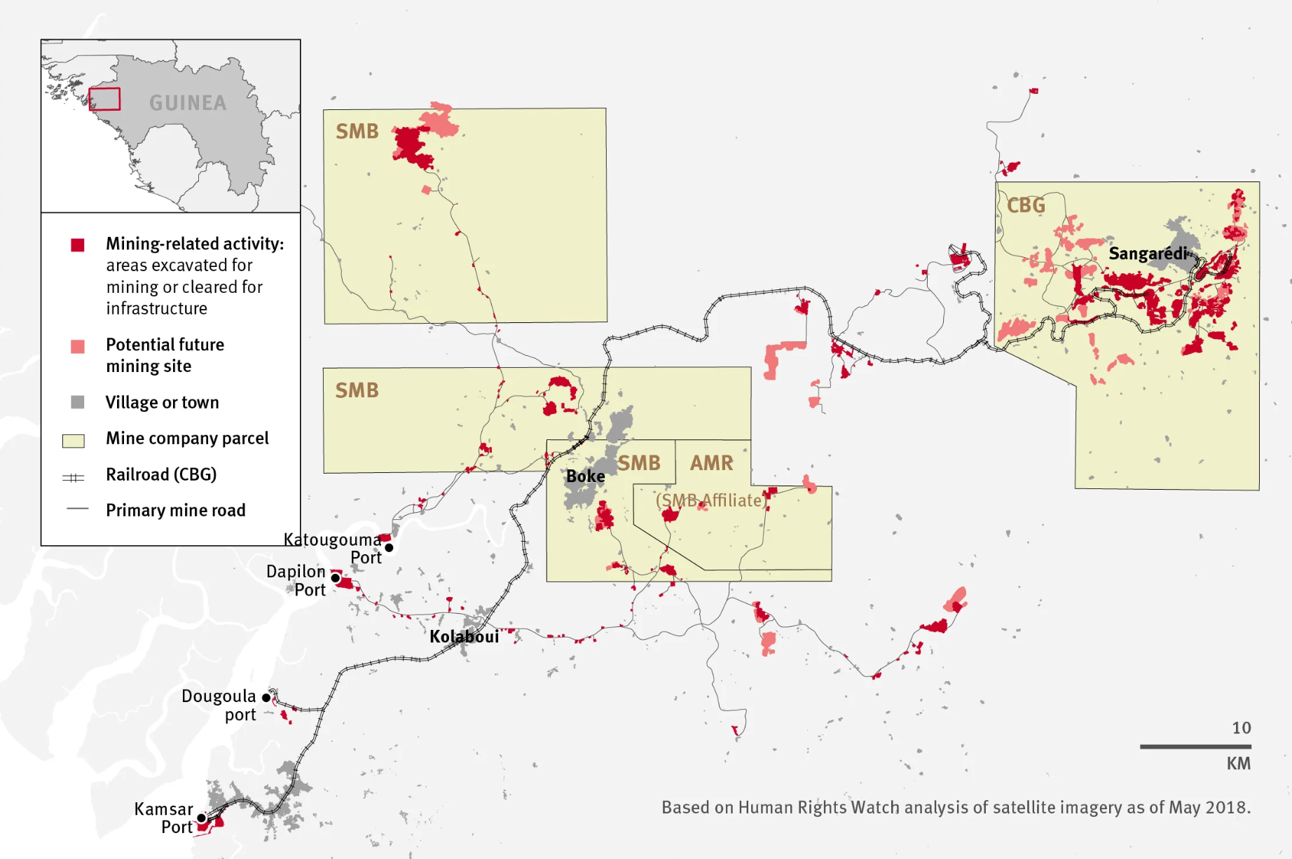 Map of Guinea via Human Rights Watch