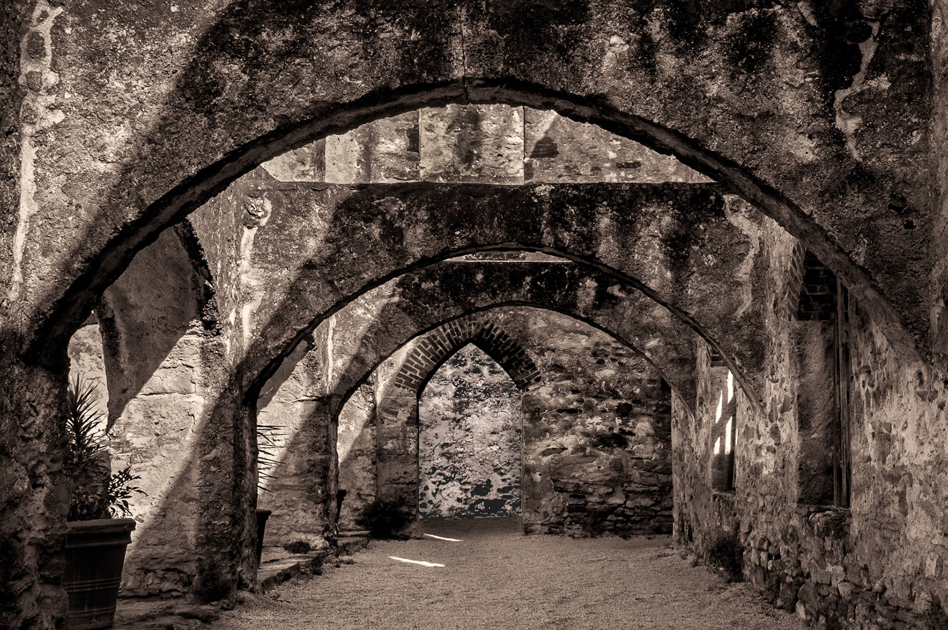 Mission San Jose, San Antonio, Texas  -  sepia