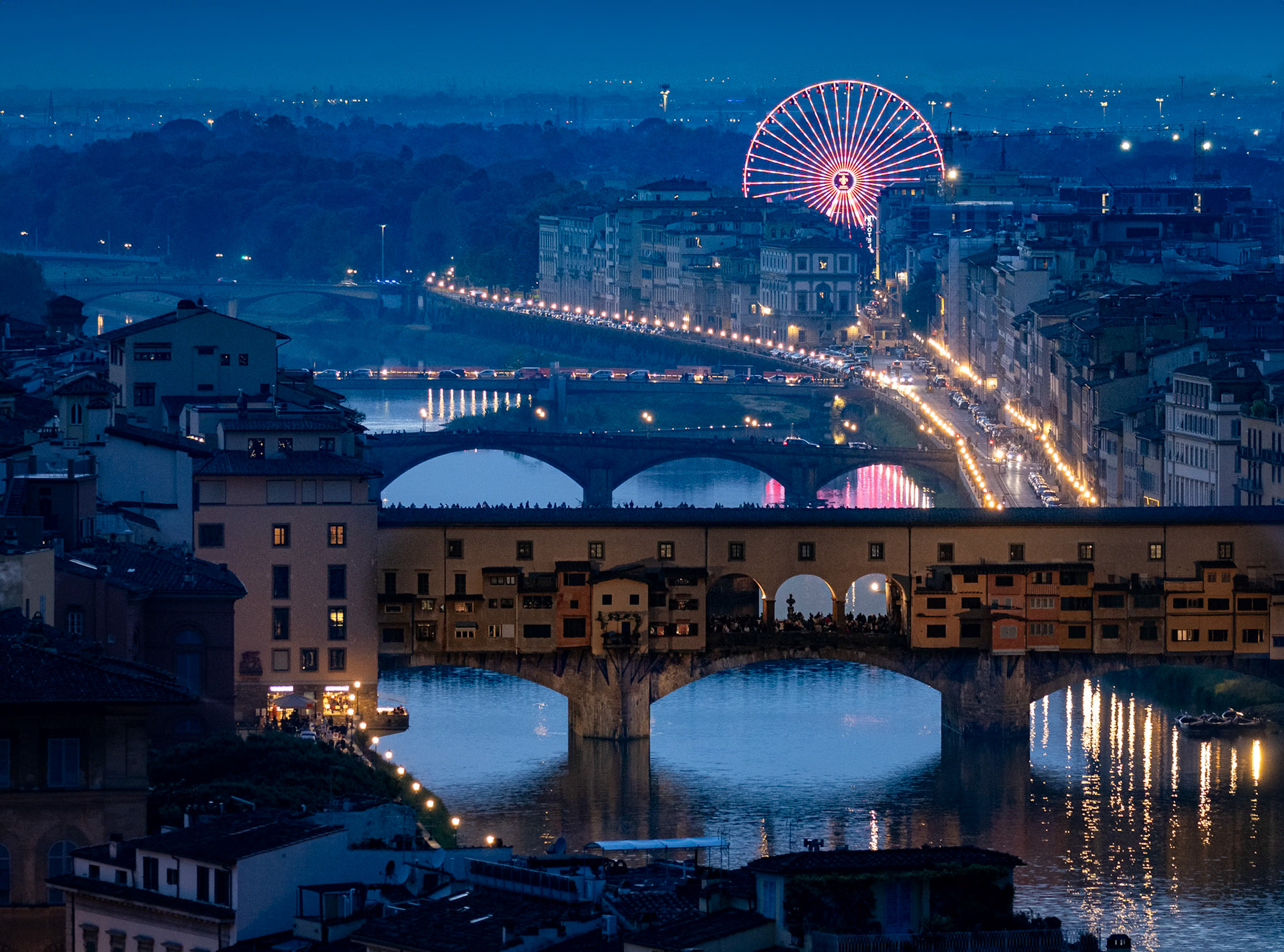 View down Arno River from Panoramic View from Piazzale Michelangelo,Florence