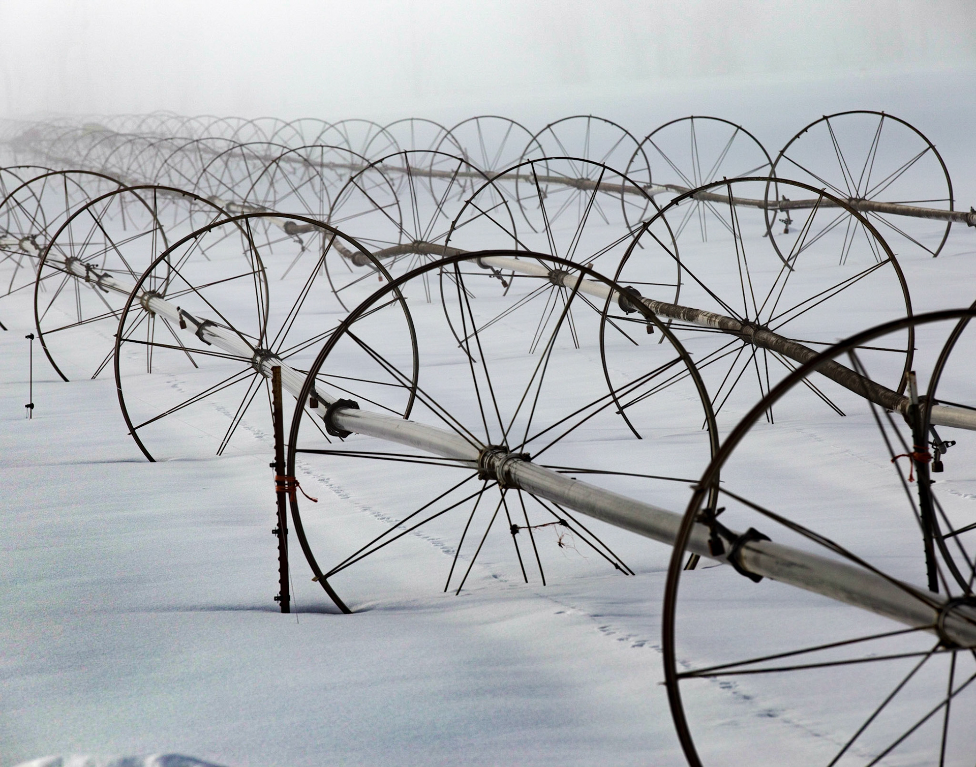 Irrigation equipment in winter, Idaho