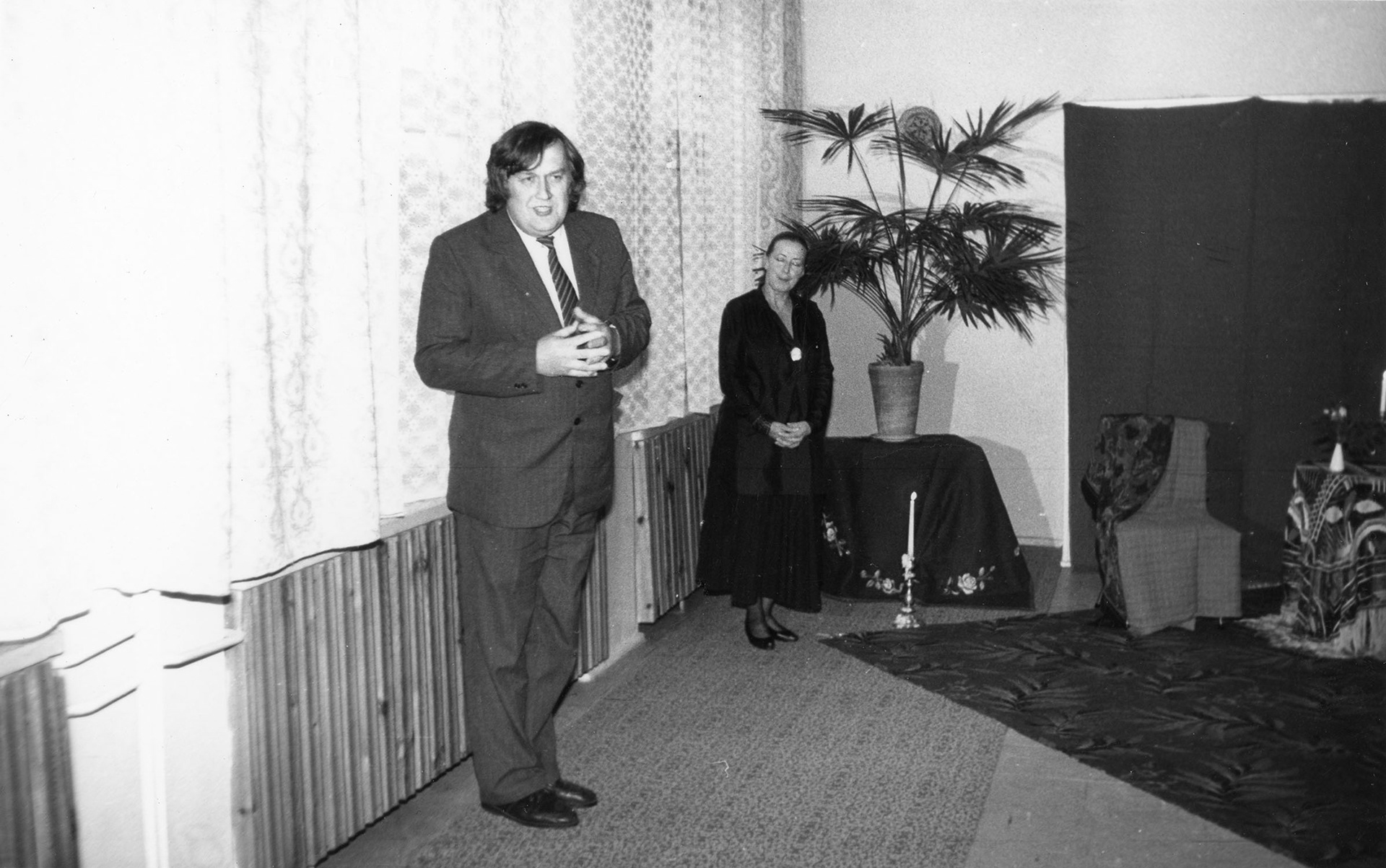 1991.10.25 | Spotkanie z Ireną Jun - aktorką z warszawskiego teatru "Studio" - po lewej Jan Leończuk | z arch. MOAK