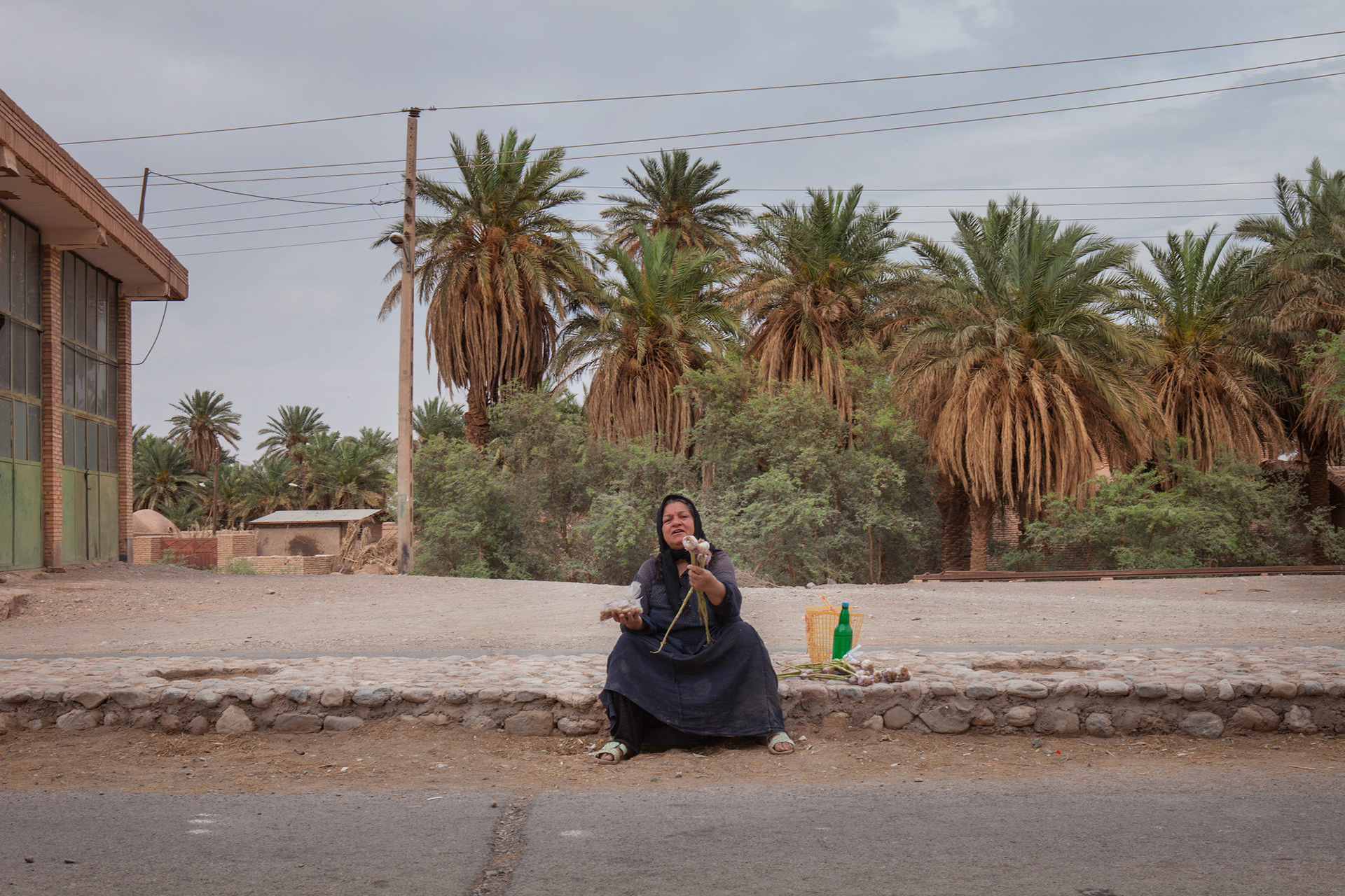 venditrice ambulante di aglio, iran. Garlic seller in Iran