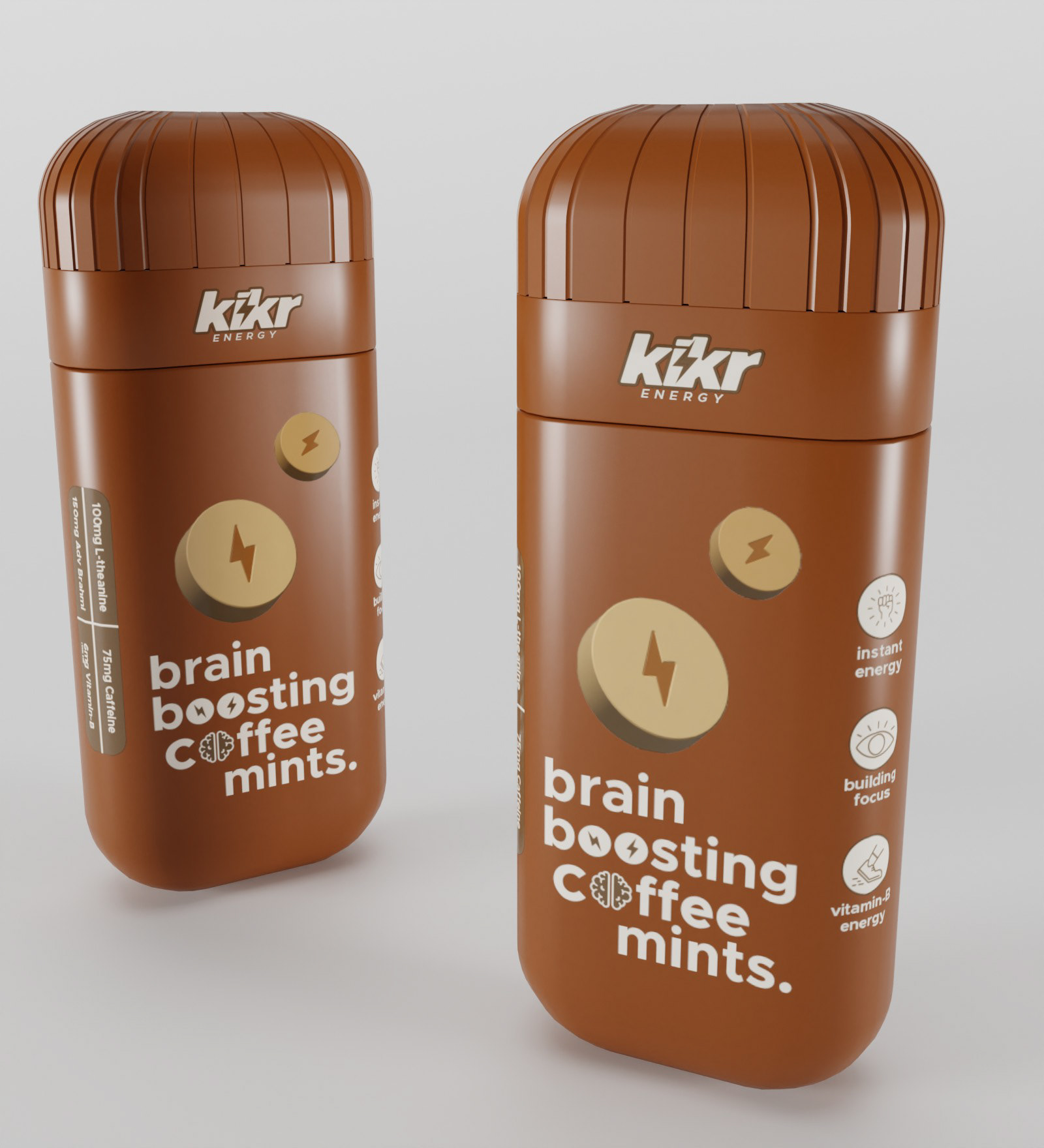 Created packaging design and 3D mockup for Kikr Energy.