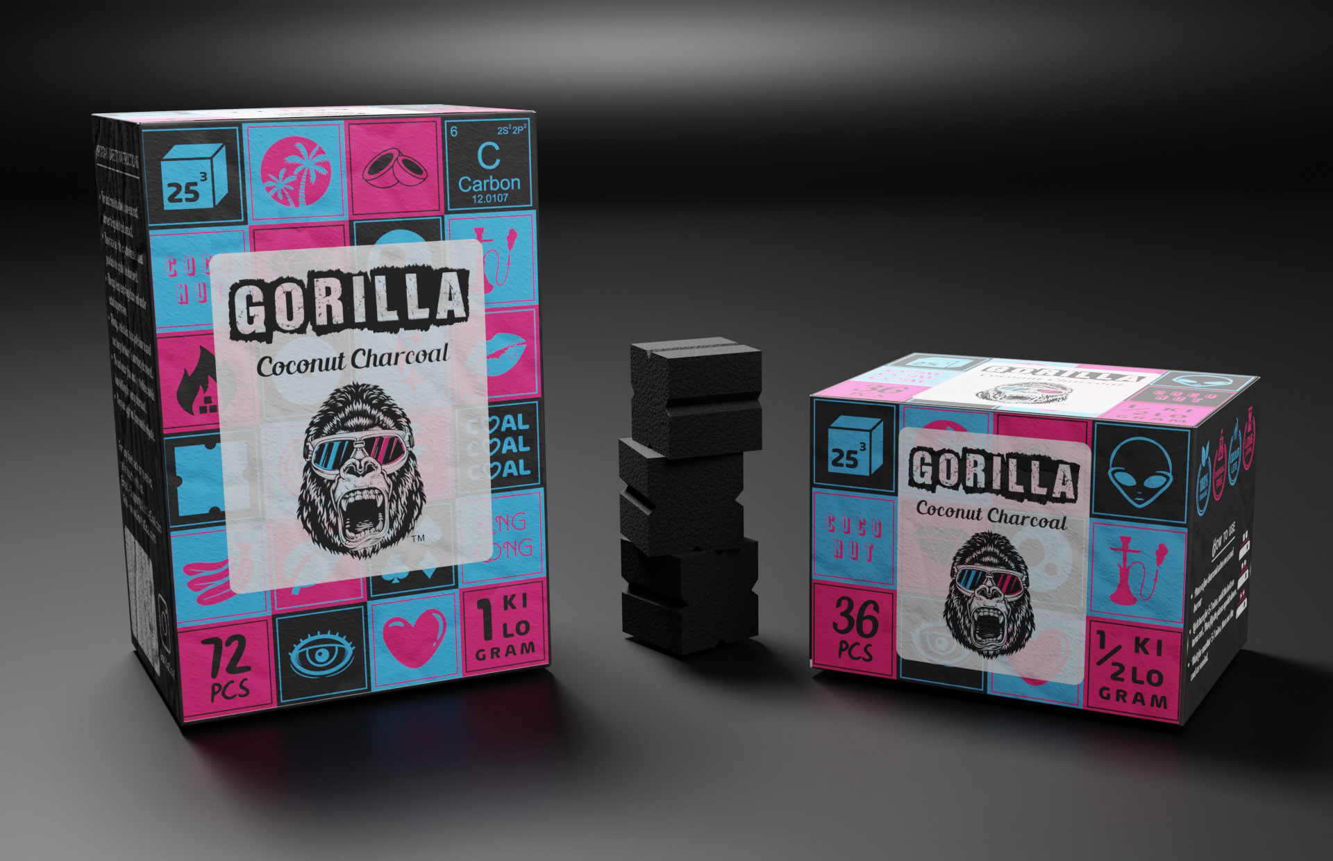 Created packaging design and 3D mockup for Gorilla coal.