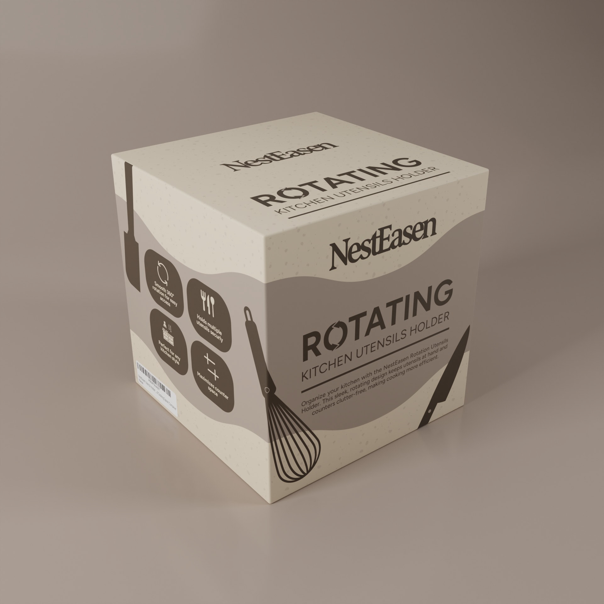 Created packaging design and 3D mockup for NestEasen. A Kitchen utensils brand.