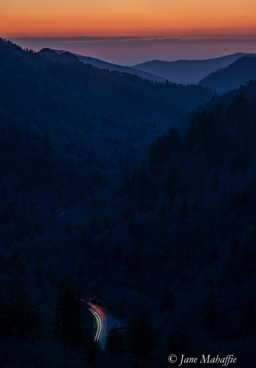 Sunset and light trails GSMNP 4/25