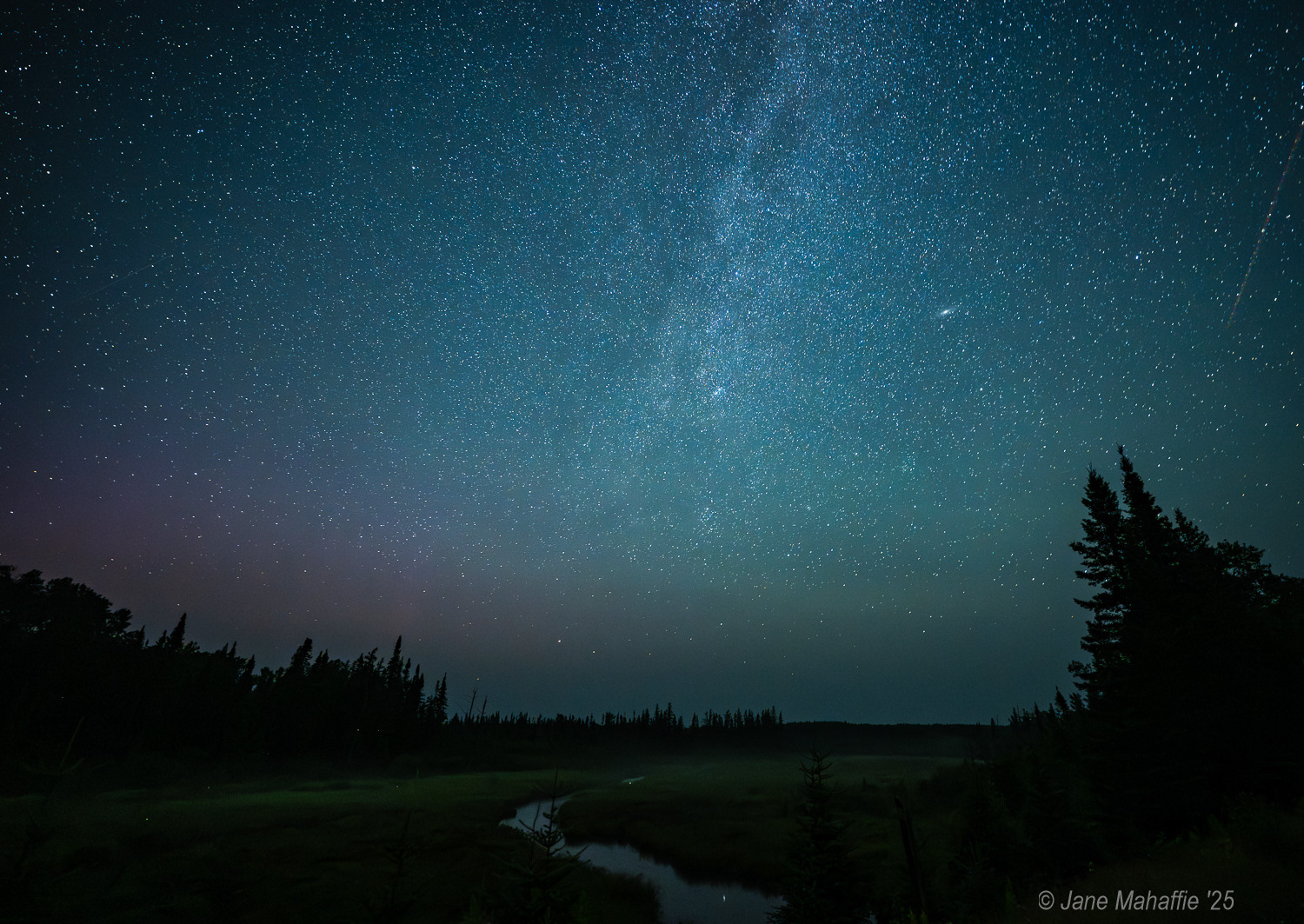 Northern Lights peaking into Milky Way, North Shore, MN