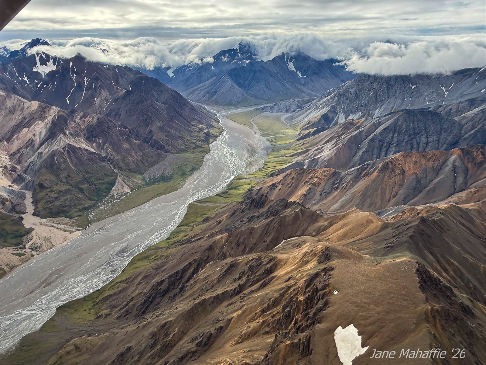 Denali by air glacial river