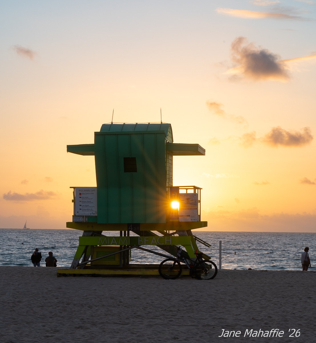 Sunburst through the Life Guard Station, South Beach