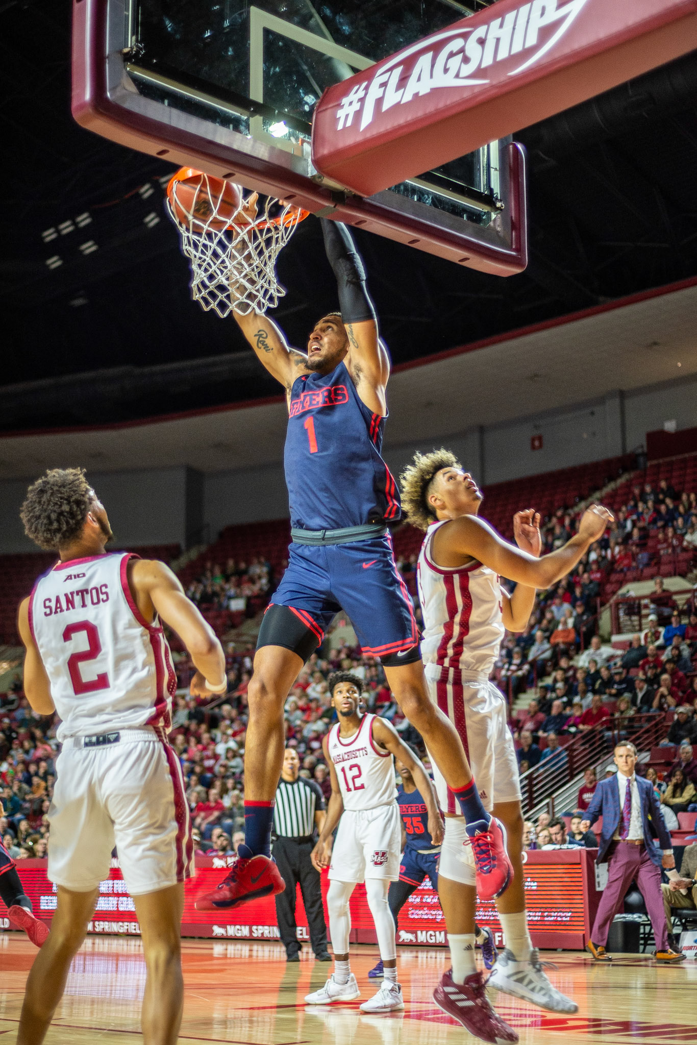 The University of Massachusetts men's basketball team lost to the Dayton Flyers with a final score of 63-71 at the Mullins Center on Feb. 15.
