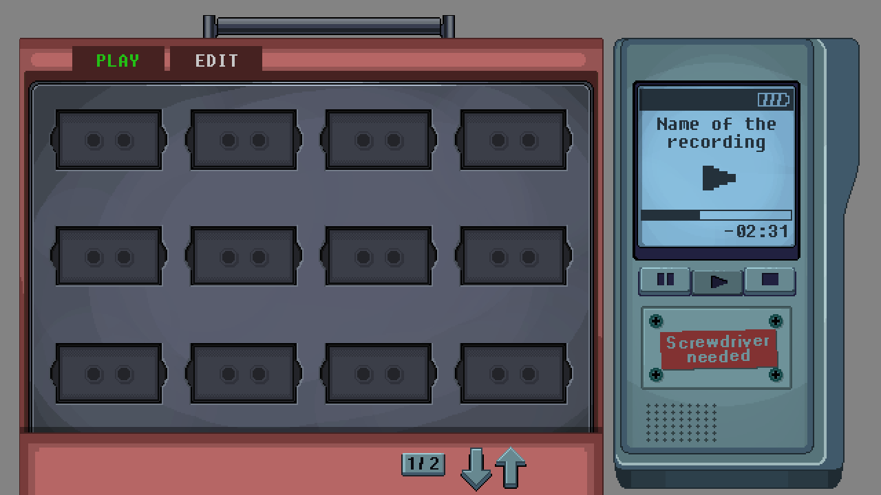 Tapes and Recorder screen