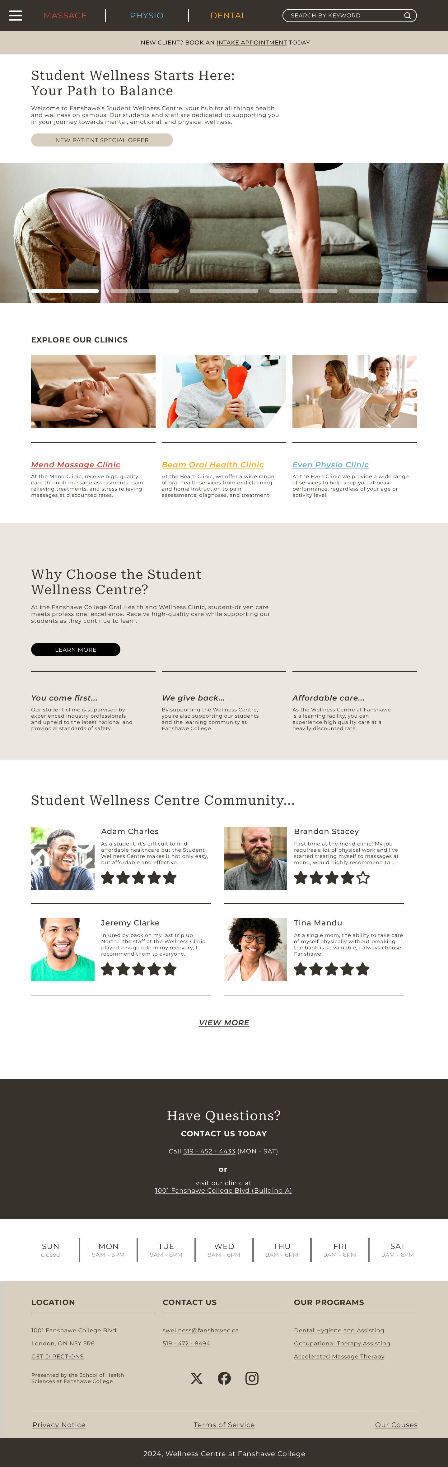 Wellness Centre Homepage