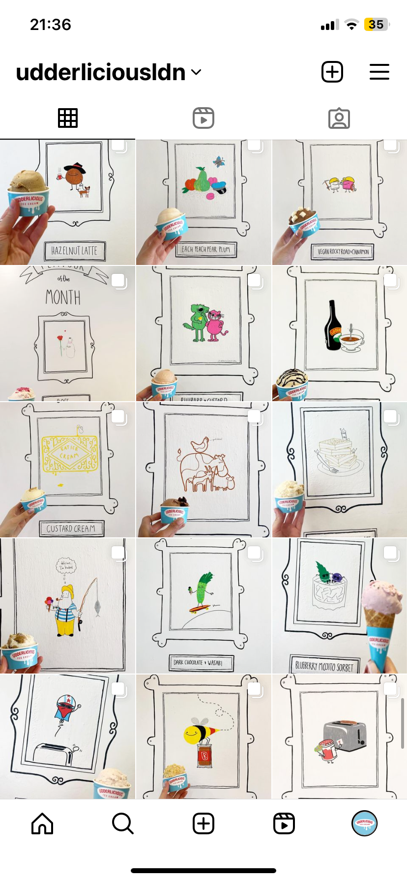 Old Instagram feed - Very repetitive and didn't showcase the product or the brand's identity