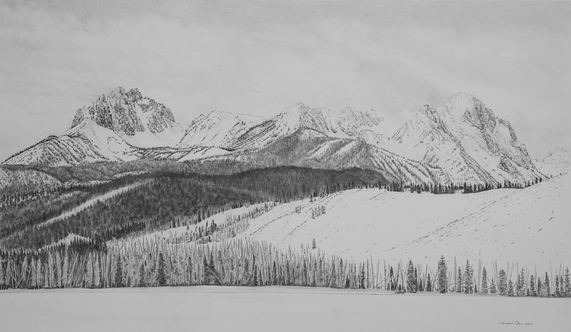 Sawtooth Mountains from Little Redfish Lake