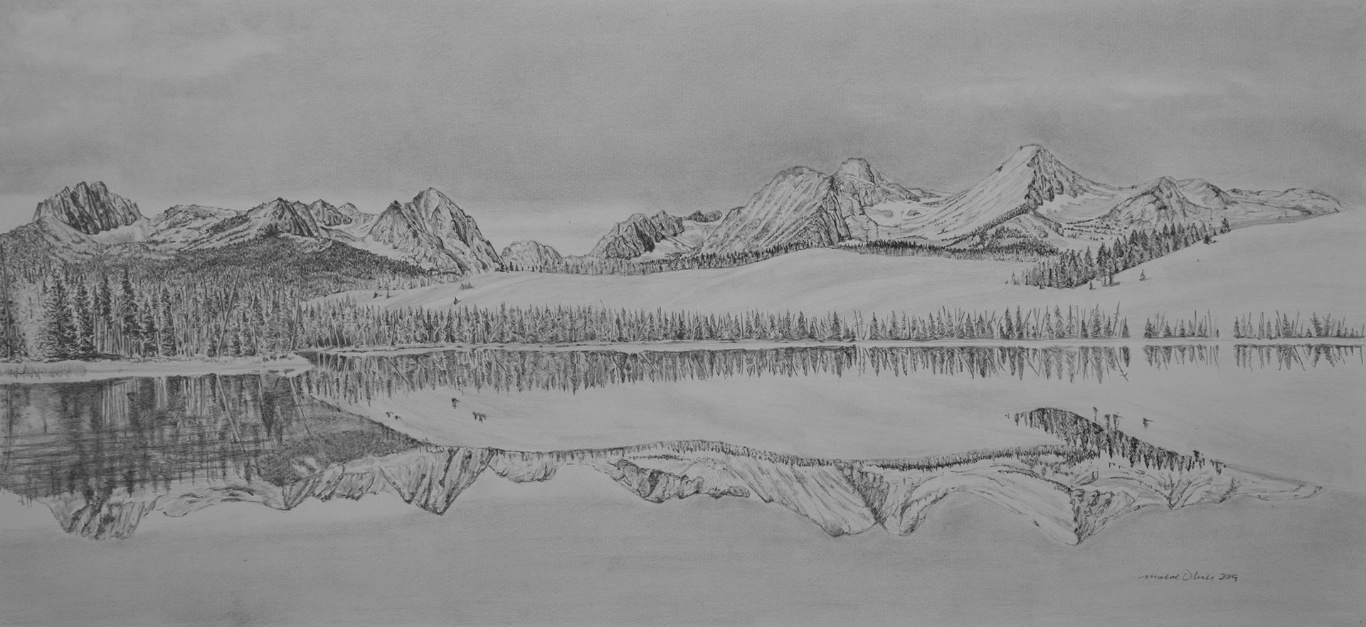 Sawtooths from Little Redfish Lake