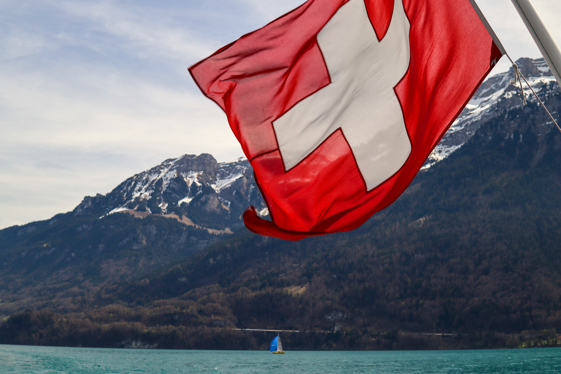 View of Brienzersee onboard the ferry 'Interlaken'