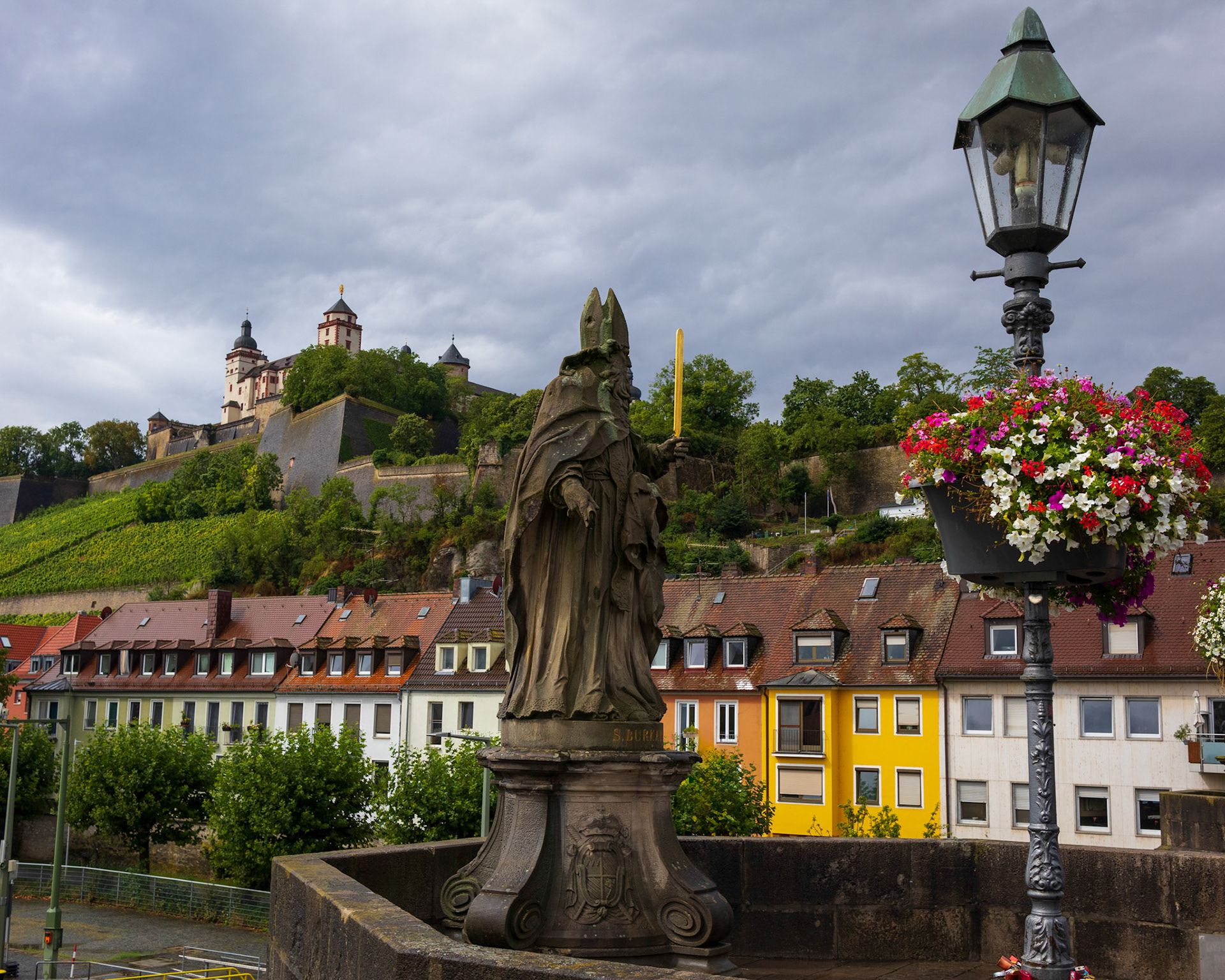 Marienberg Fortress as seen from the Old Main Bridge in Würzburg, Lower Franconia