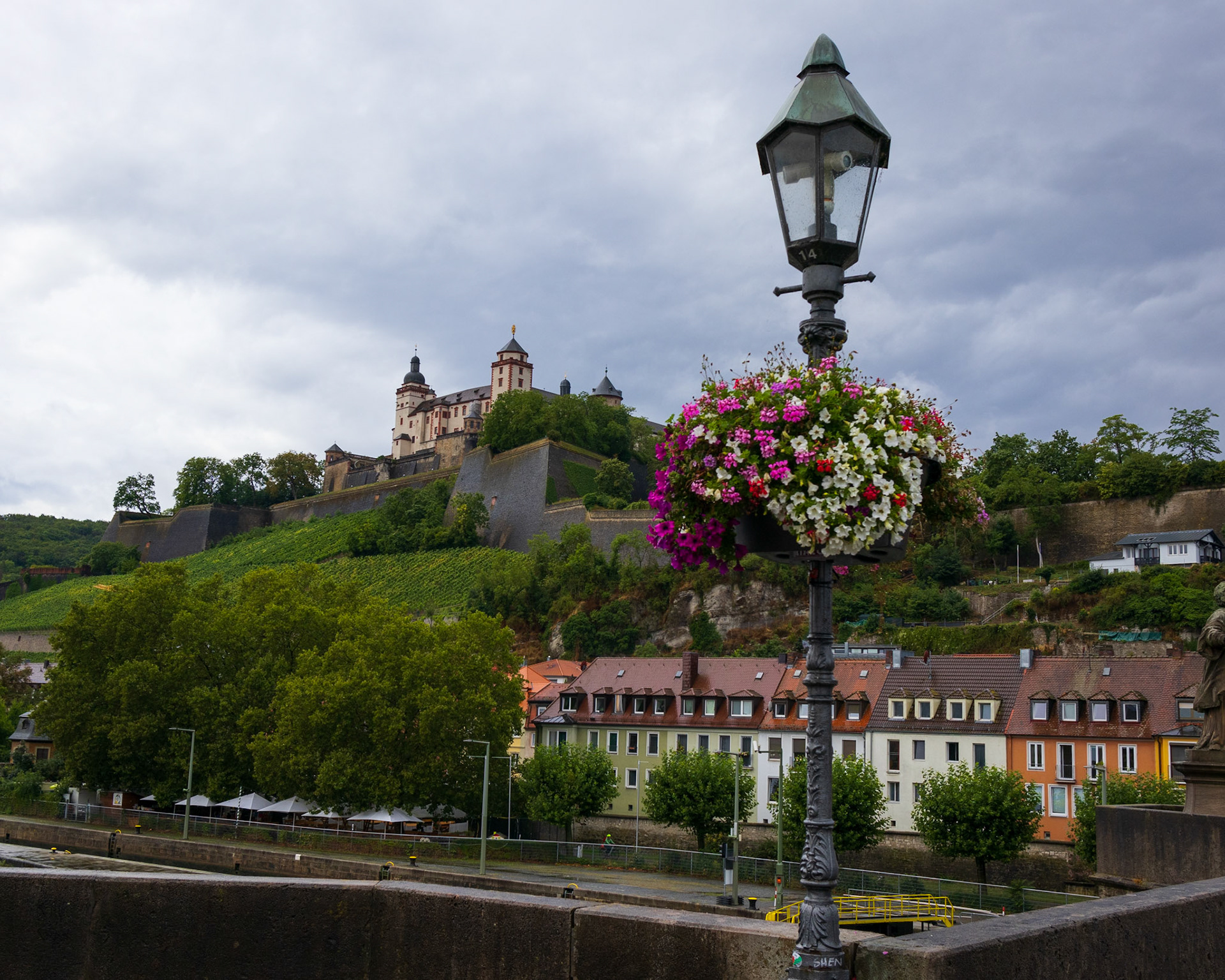 Marienberg Fortress as seen from the Old Main Bridge in Würzburg, Lower Franconia