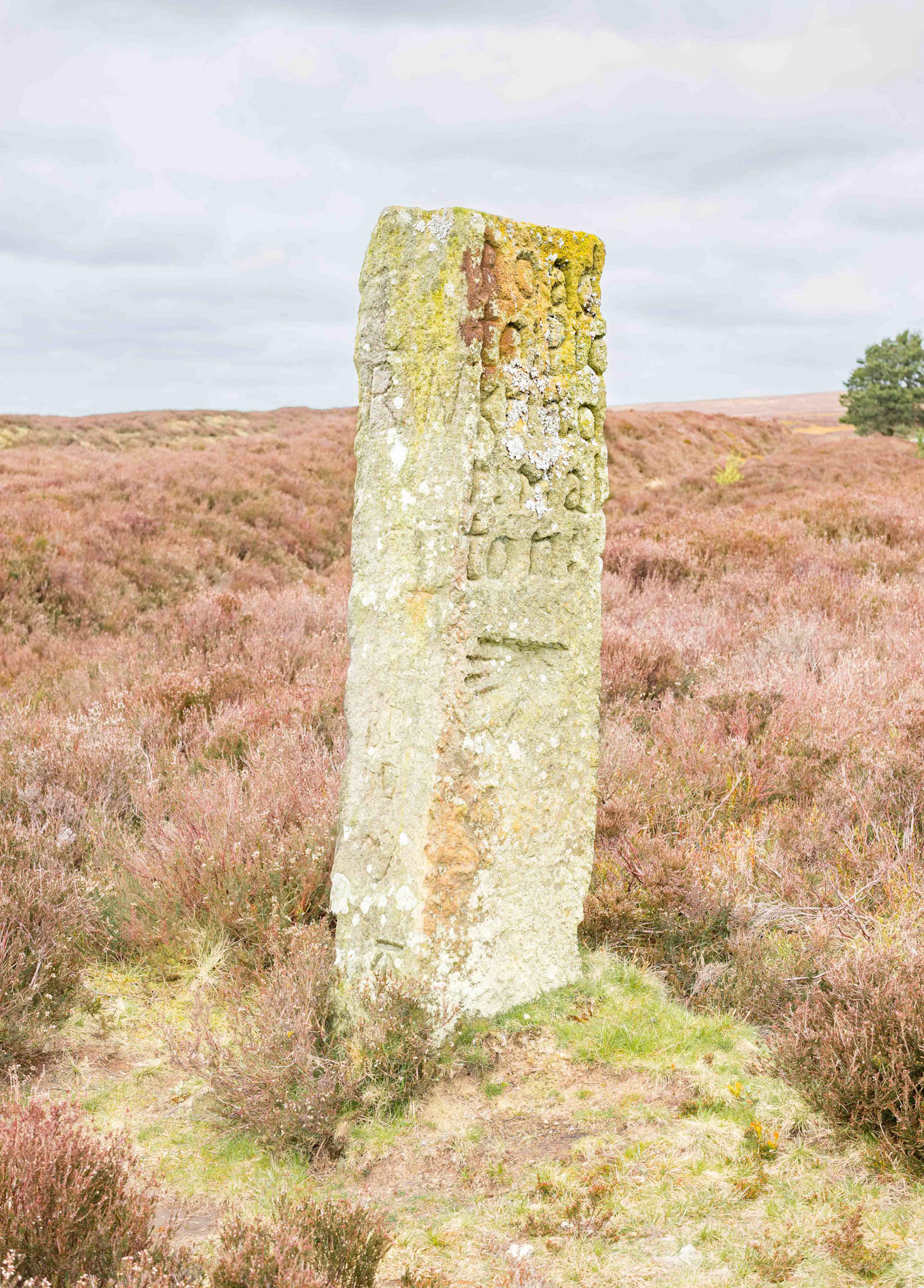 Blakey Ridge Guide Stone showing Road To Pickering and Left-Hand Face 2024