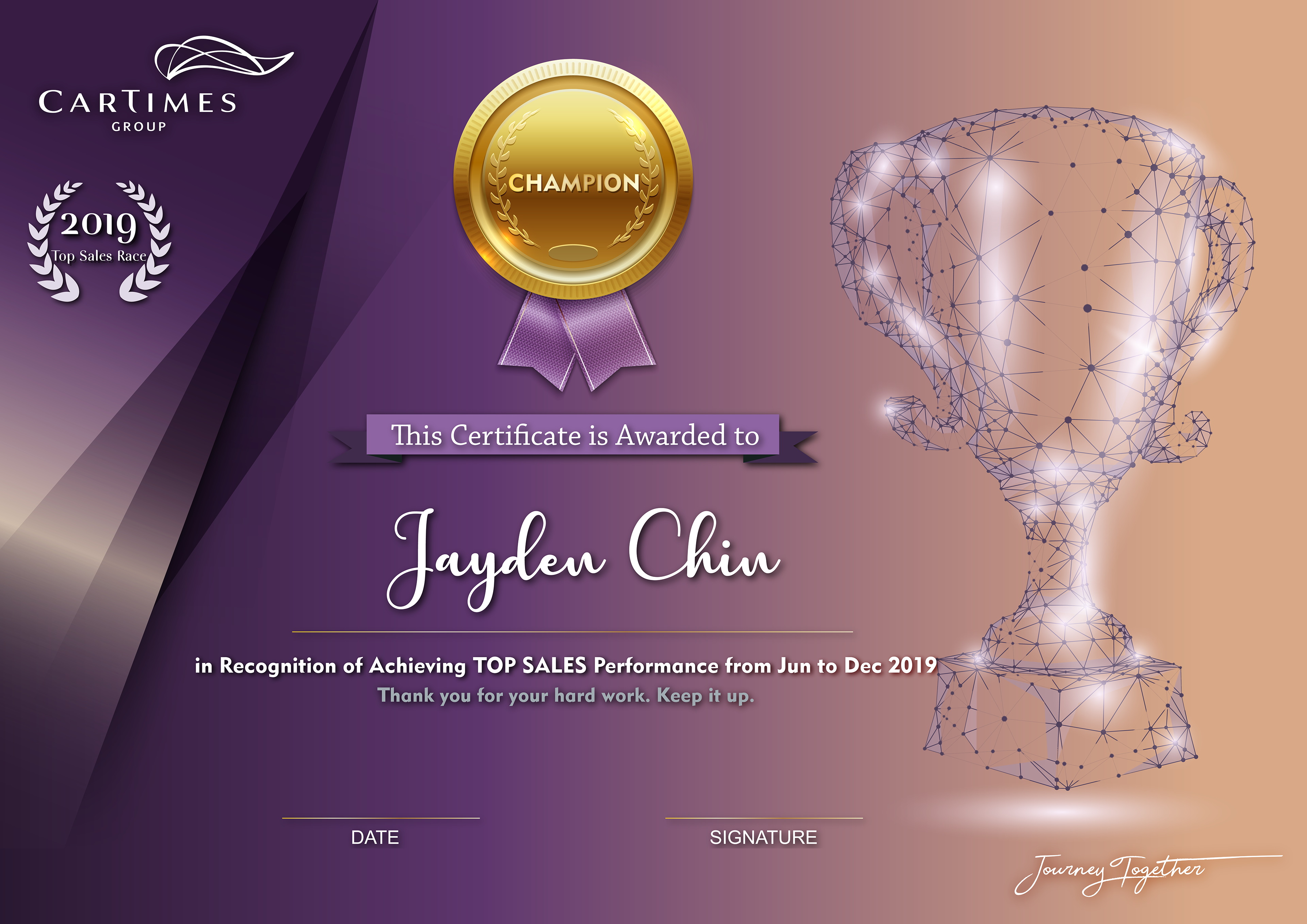 Certificate sample