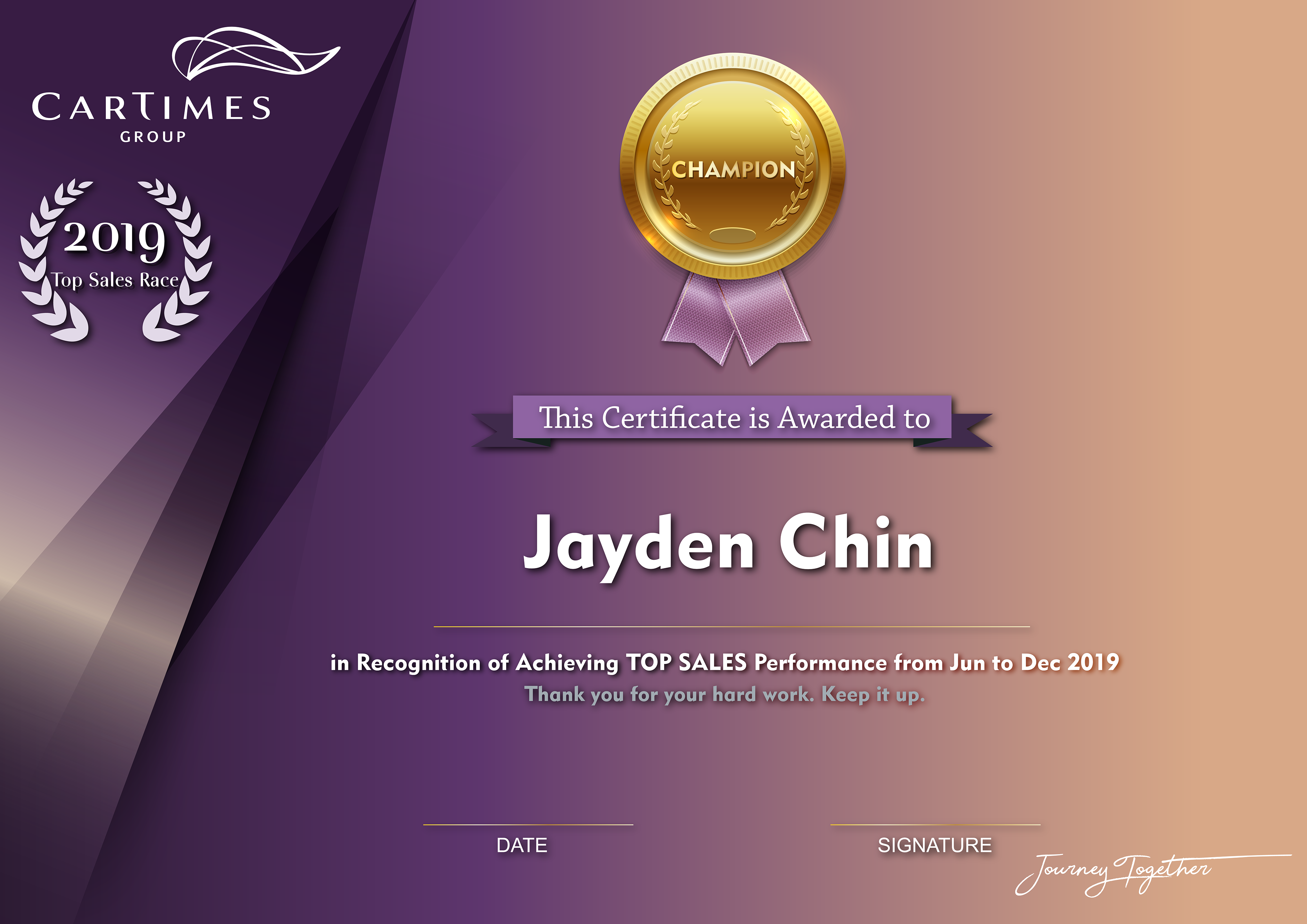 Certificate sample